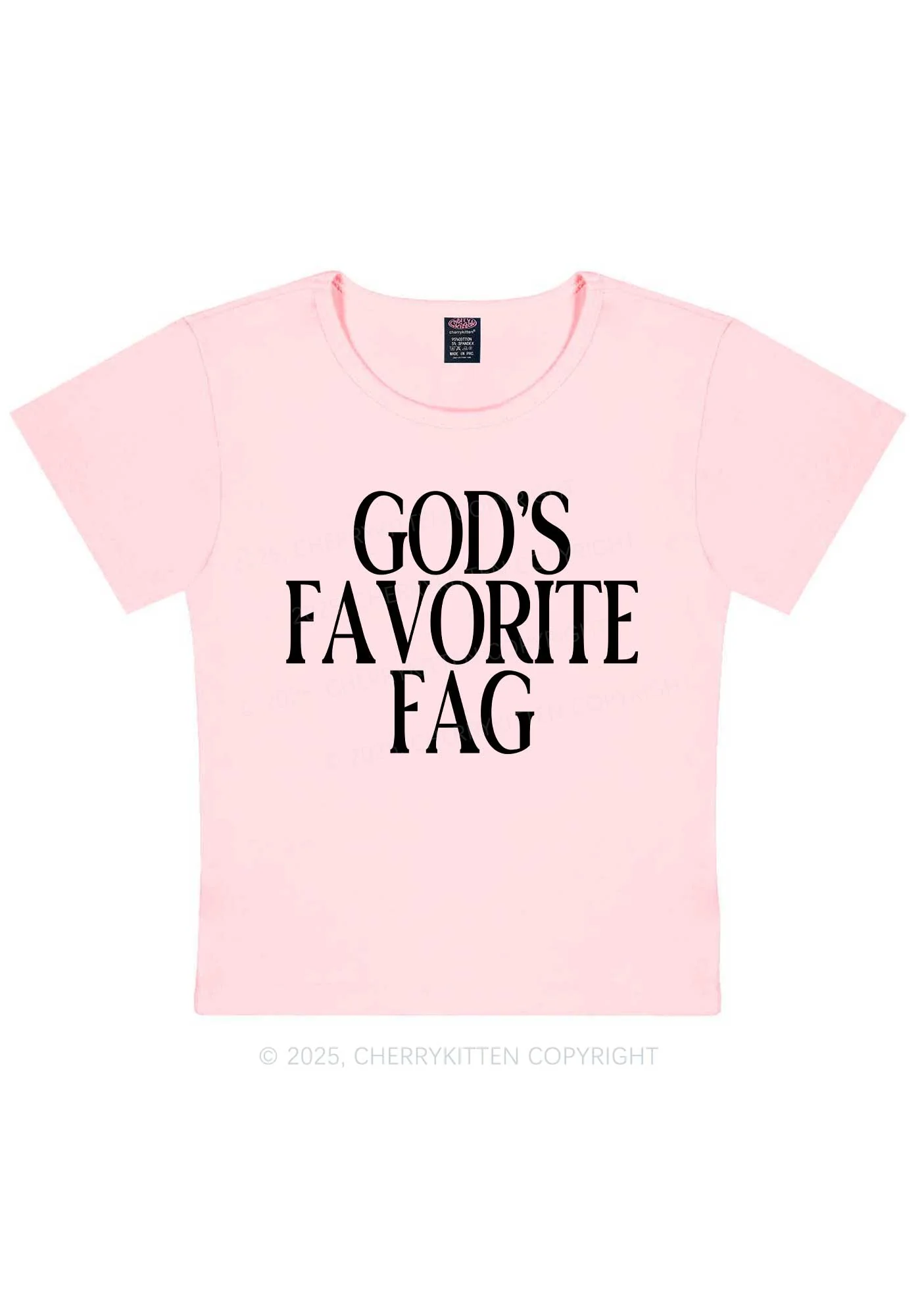 Gods Favorite Fag Pride Y2K Baby Tee Cherrykitten - Image 12