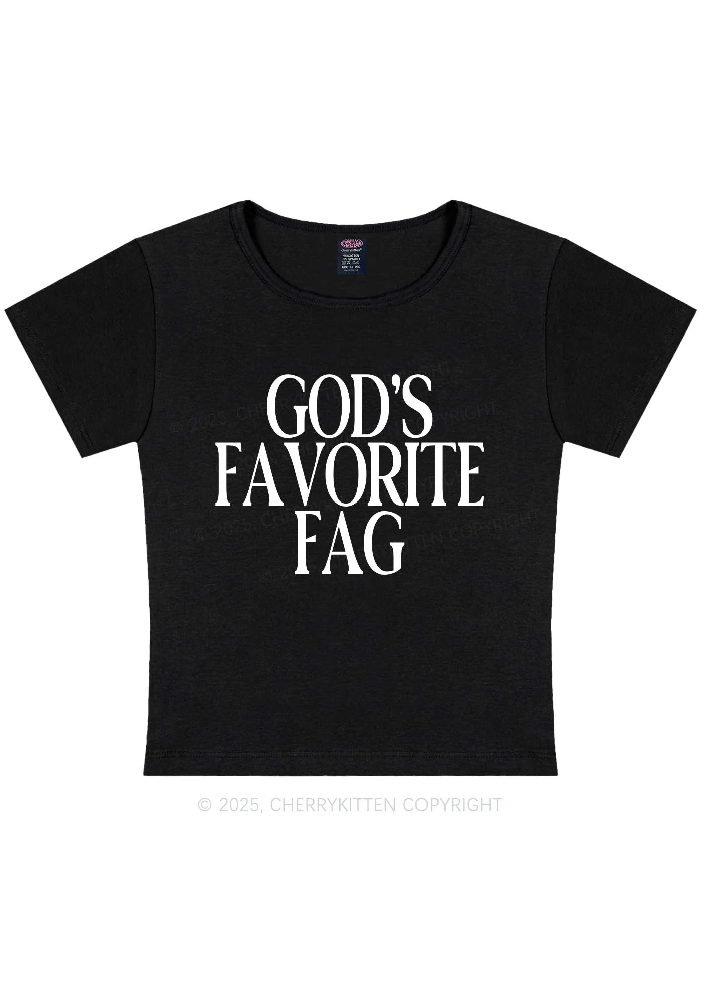 Gods Favorite Fag Pride Y2K Baby Tee Cherrykitten - Image 4