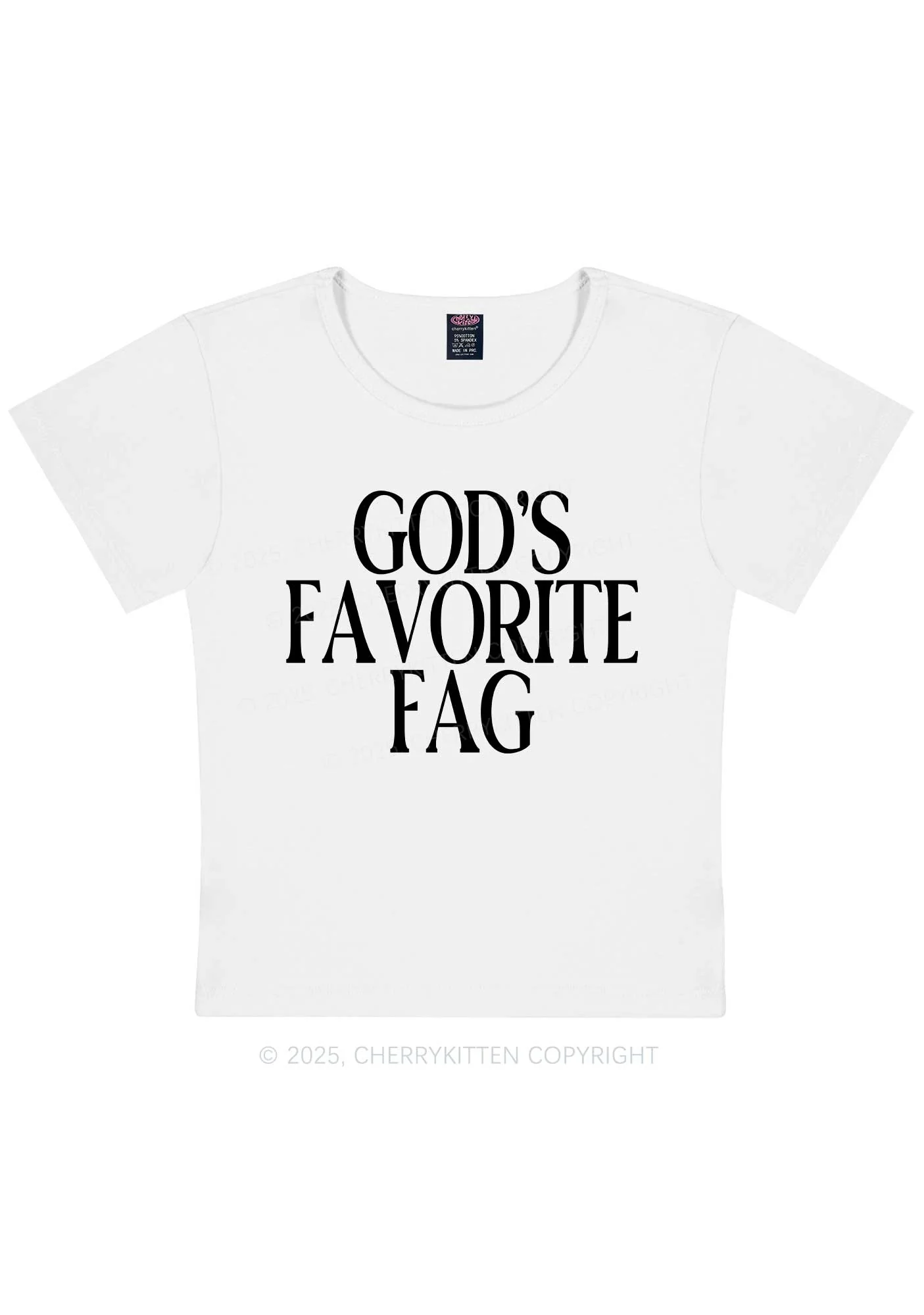 Gods Favorite Fag Pride Y2K Baby Tee Cherrykitten - Image 6