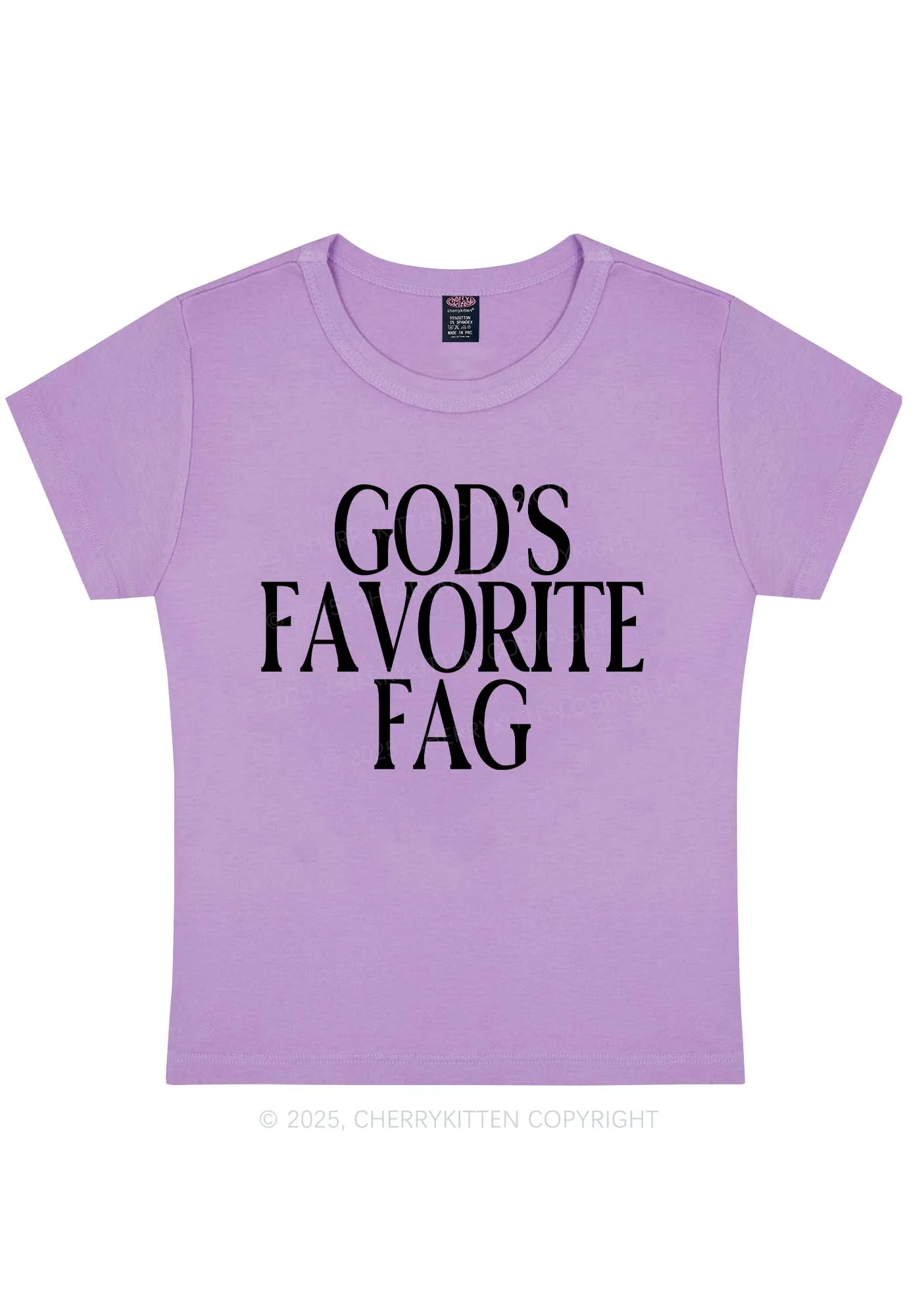 Gods Favorite Fag Pride Y2K Baby Tee Cherrykitten - Image 8
