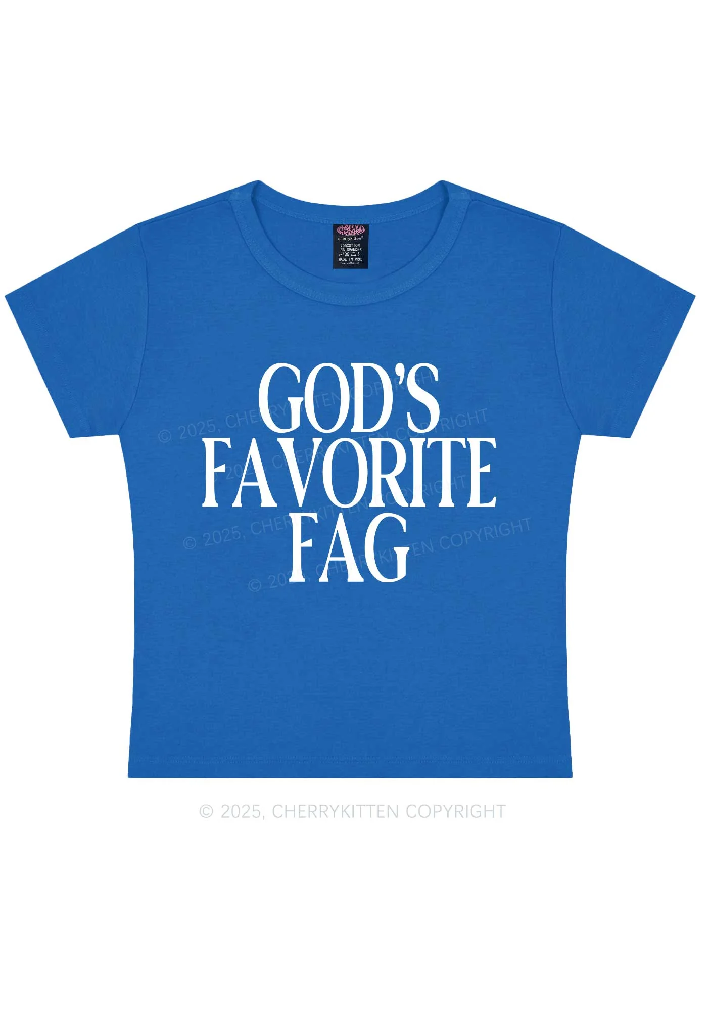 Gods Favorite Fag Pride Y2K Baby Tee Cherrykitten - Image 9