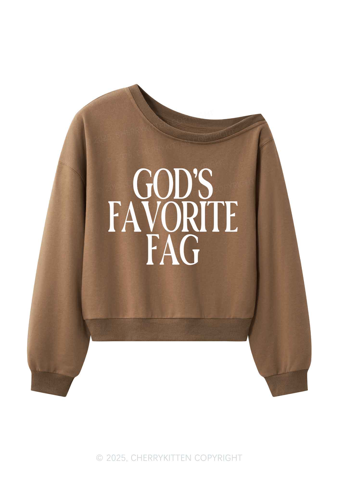 Gods Favorite Fag Pride Y2K Off Shoulder Sweatshirts Cherrykitten - Image 4