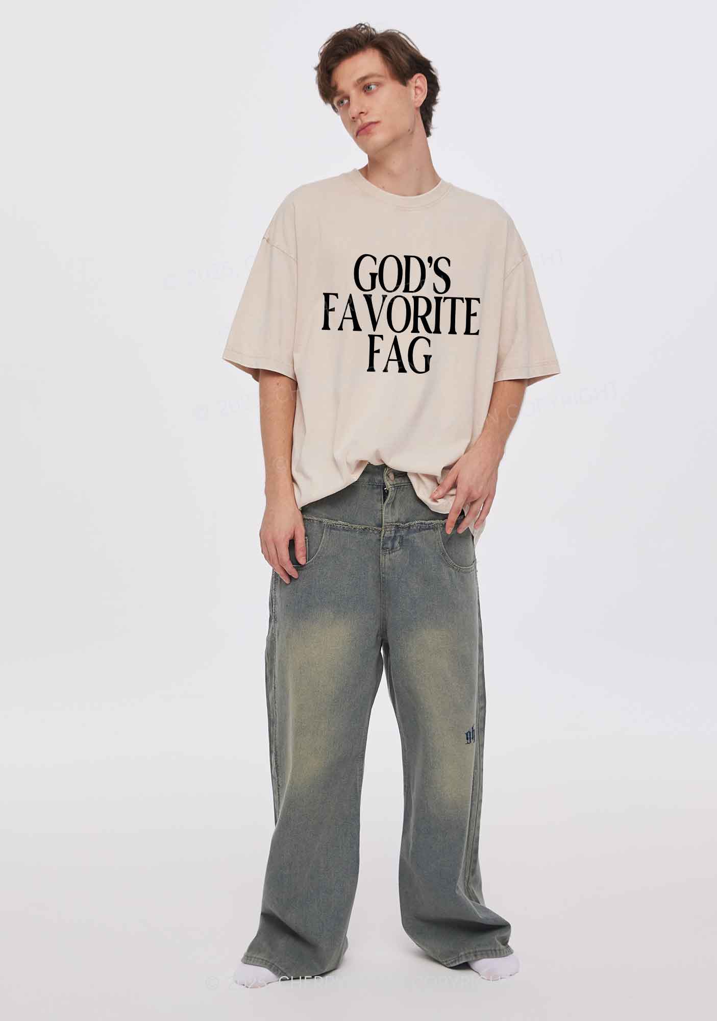 Gods Favorite Fag Pride Y2K Shirts Washed Tee Cherrykitten - Image 2