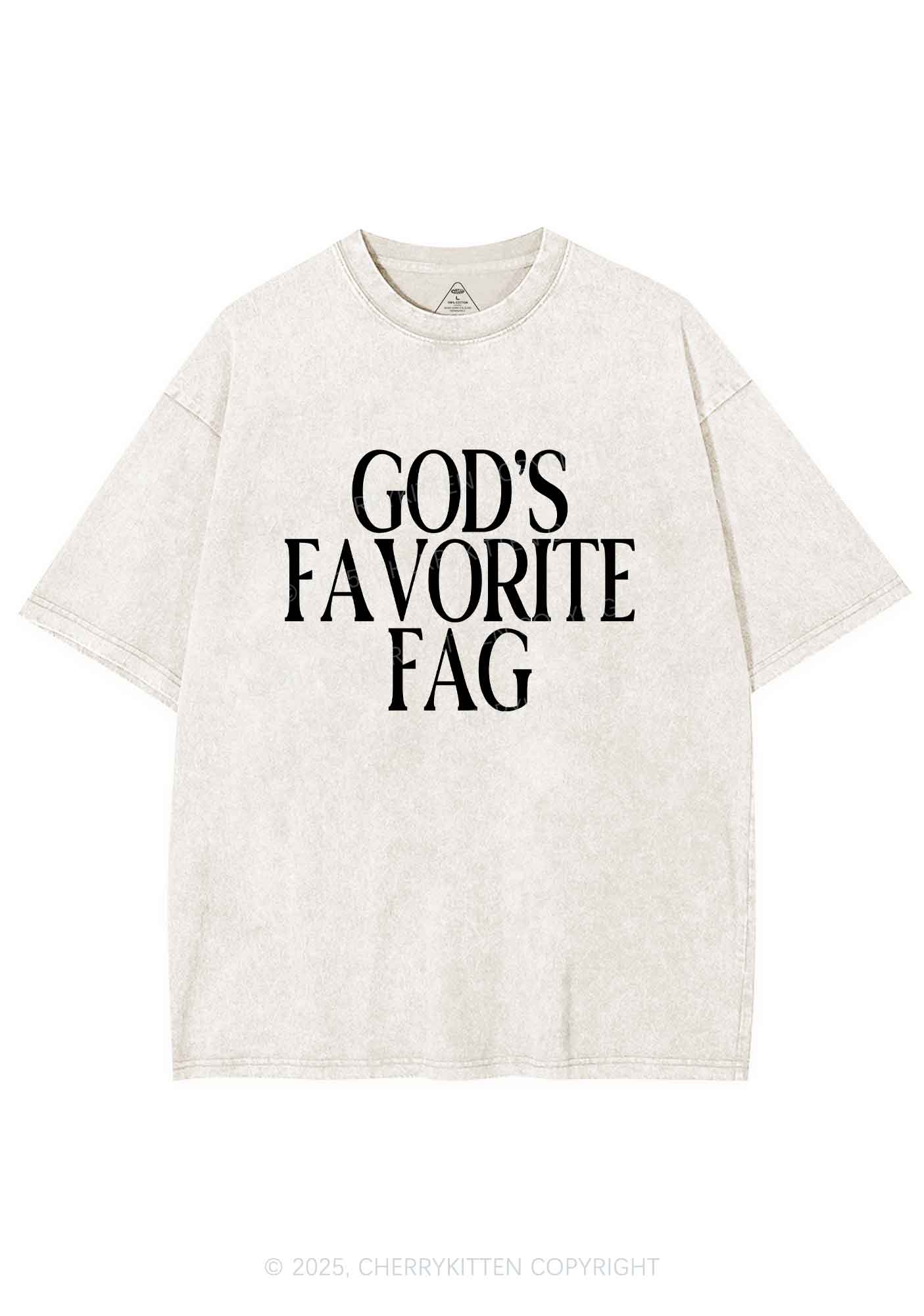 Gods Favorite Fag Pride Y2K Shirts Washed Tee Cherrykitten - Image 3