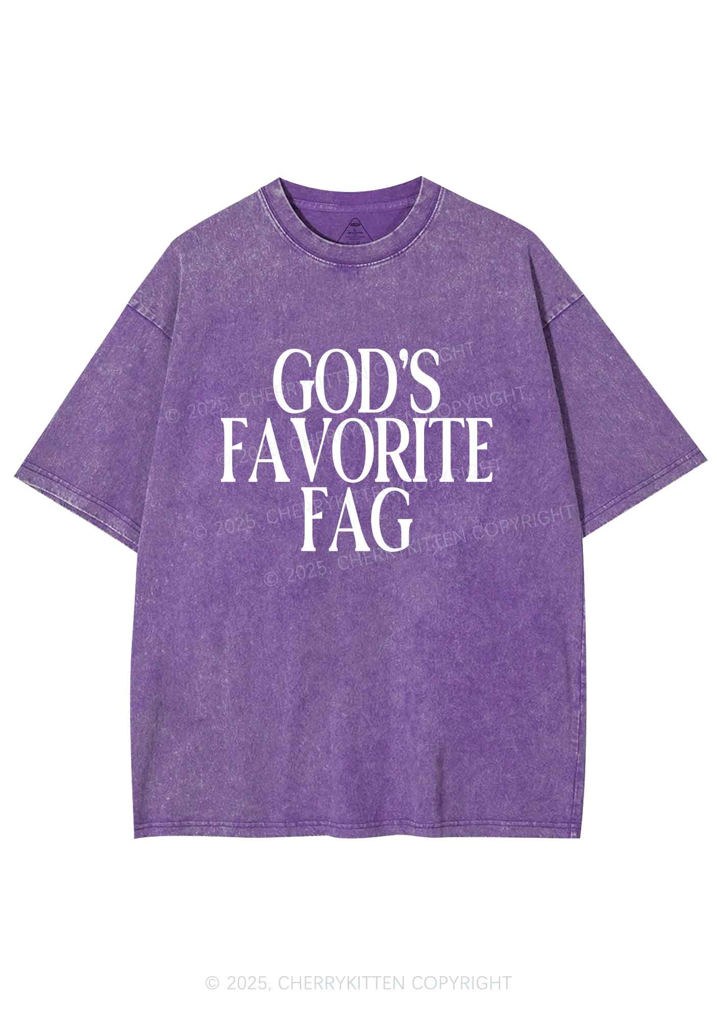 Gods Favorite Fag Pride Y2K Shirts Washed Tee Cherrykitten - Image 5