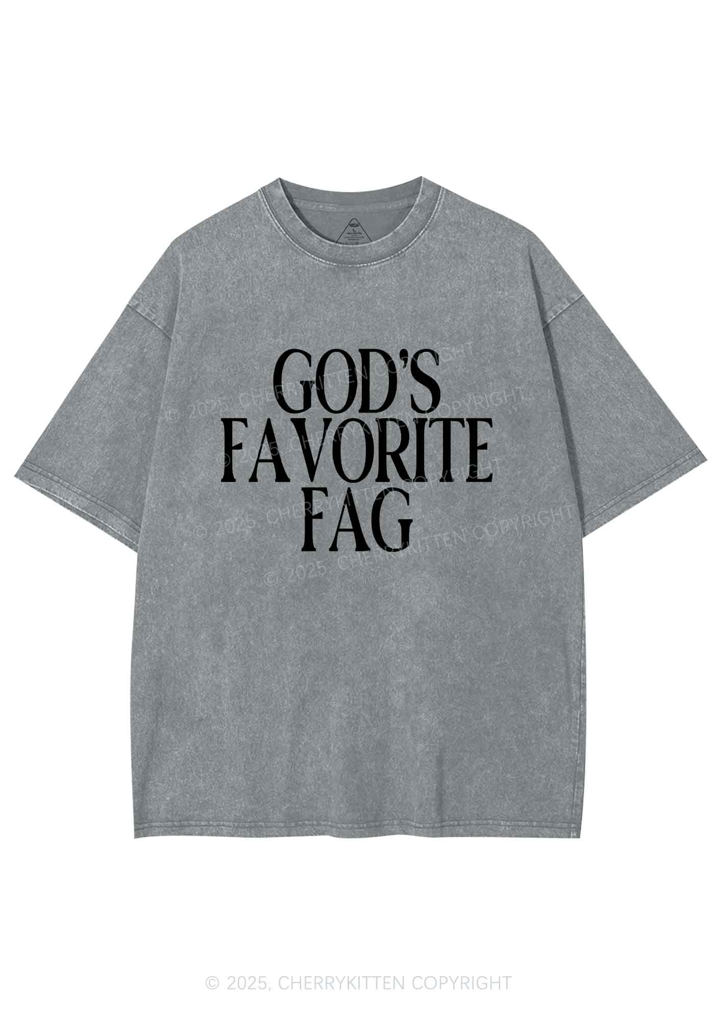 Gods Favorite Fag Pride Y2K Shirts Washed Tee Cherrykitten - Image 7