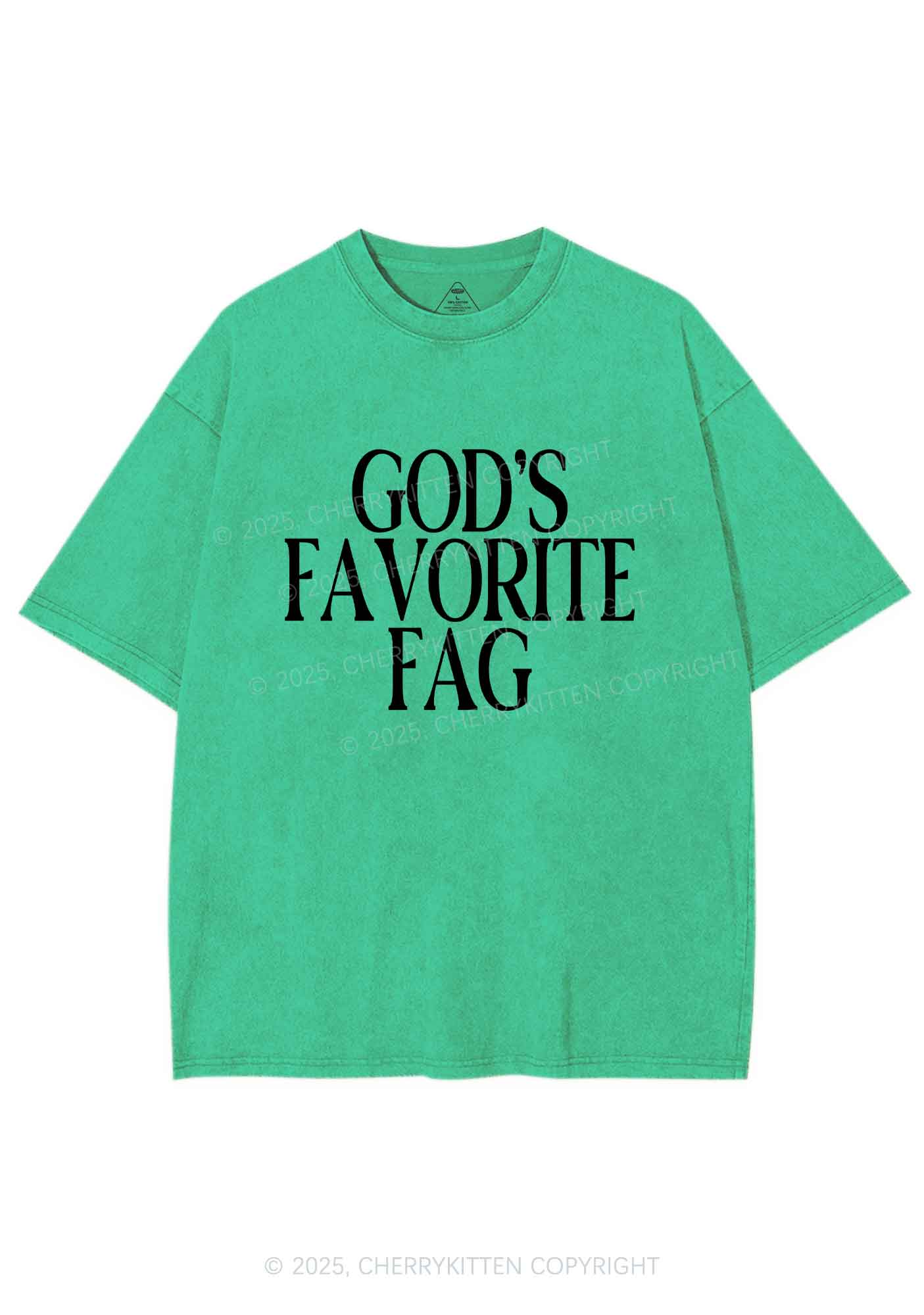 Gods Favorite Fag Pride Y2K Shirts Washed Tee Cherrykitten - Image 8