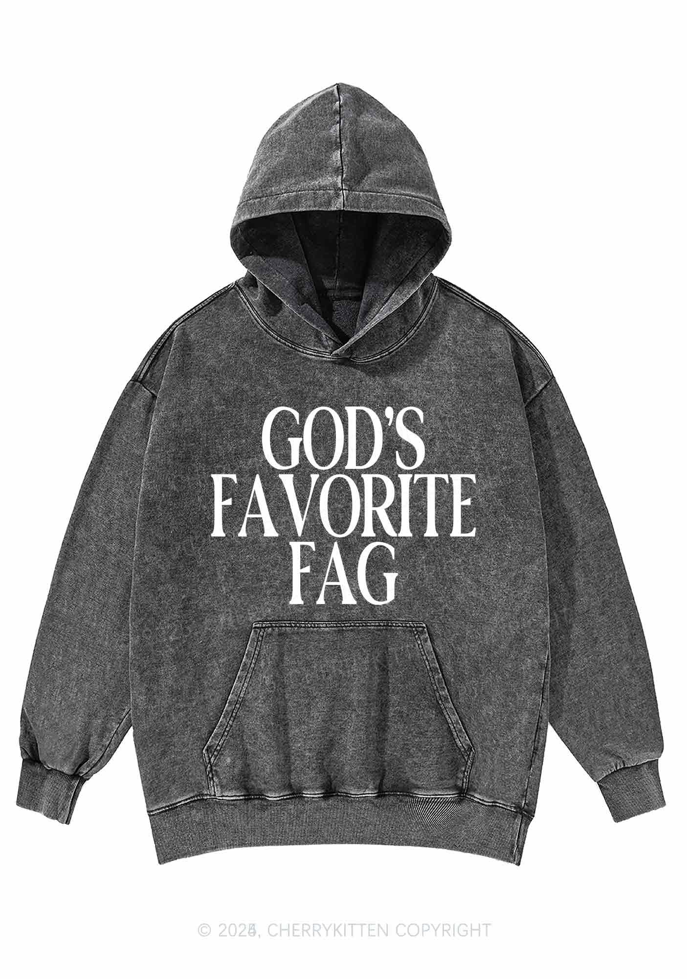 Gods Favorite Fag Pride Y2K Washed Hoodie Cherrykitten - Image 4