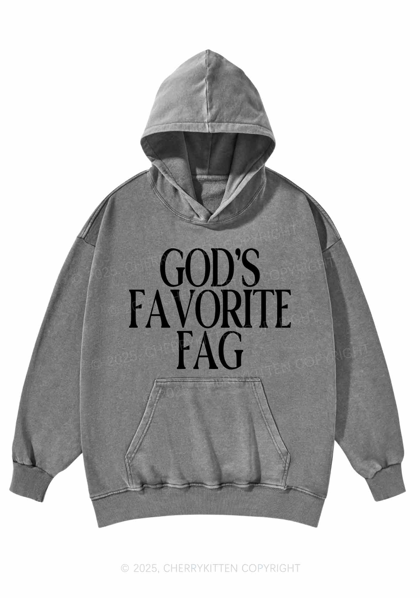 Gods Favorite Fag Pride Y2K Washed Hoodie Cherrykitten - Image 6