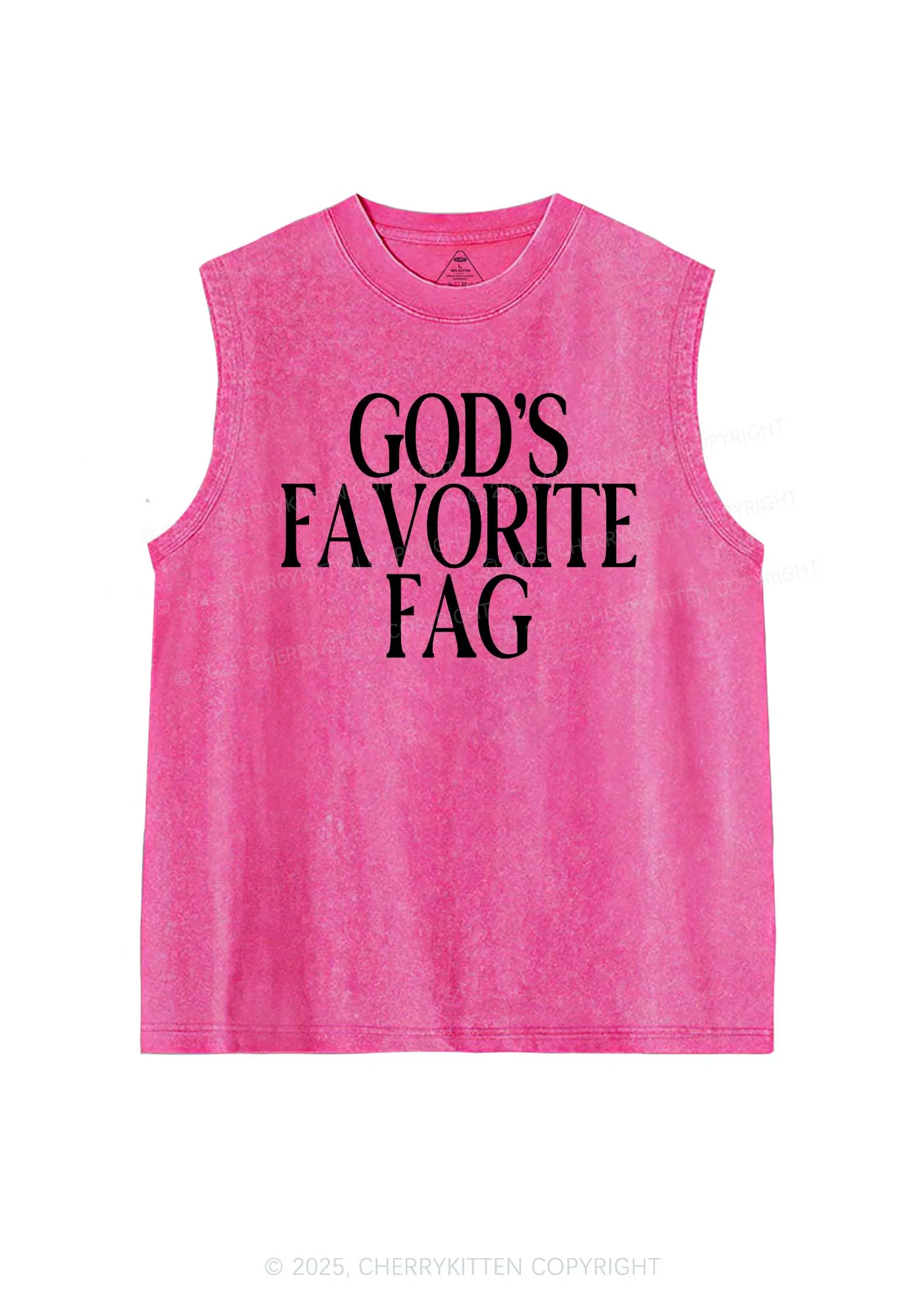 Gods Favorite Fag Pride Y2K Washed Muscle Tank Cherrykitten - Image 3