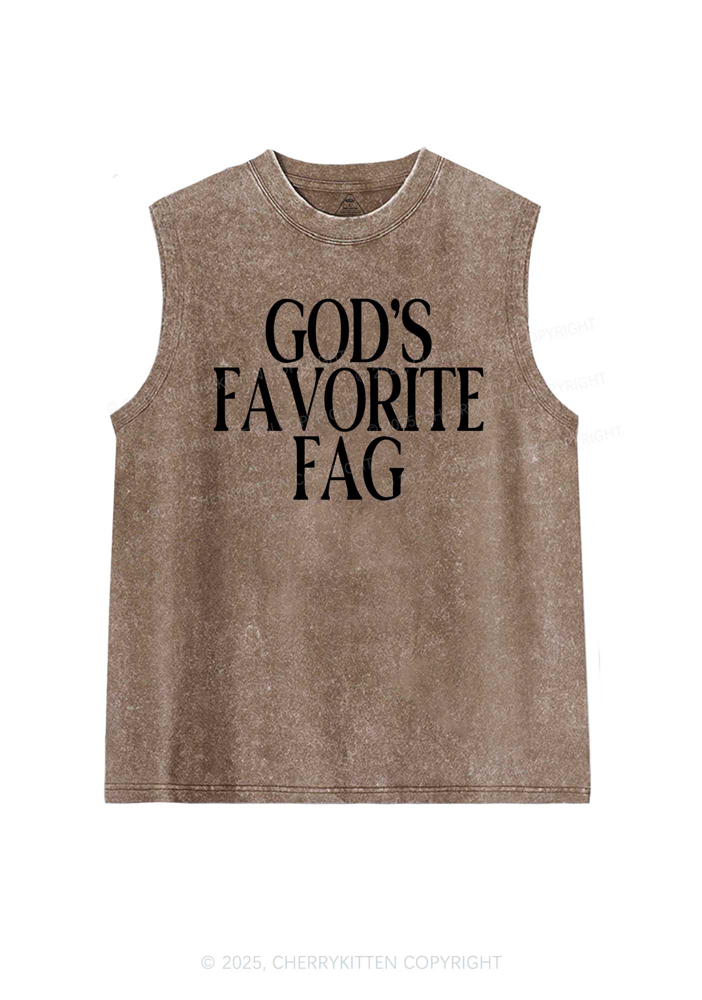 Gods Favorite Fag Pride Y2K Washed Muscle Tank Cherrykitten - Image 6