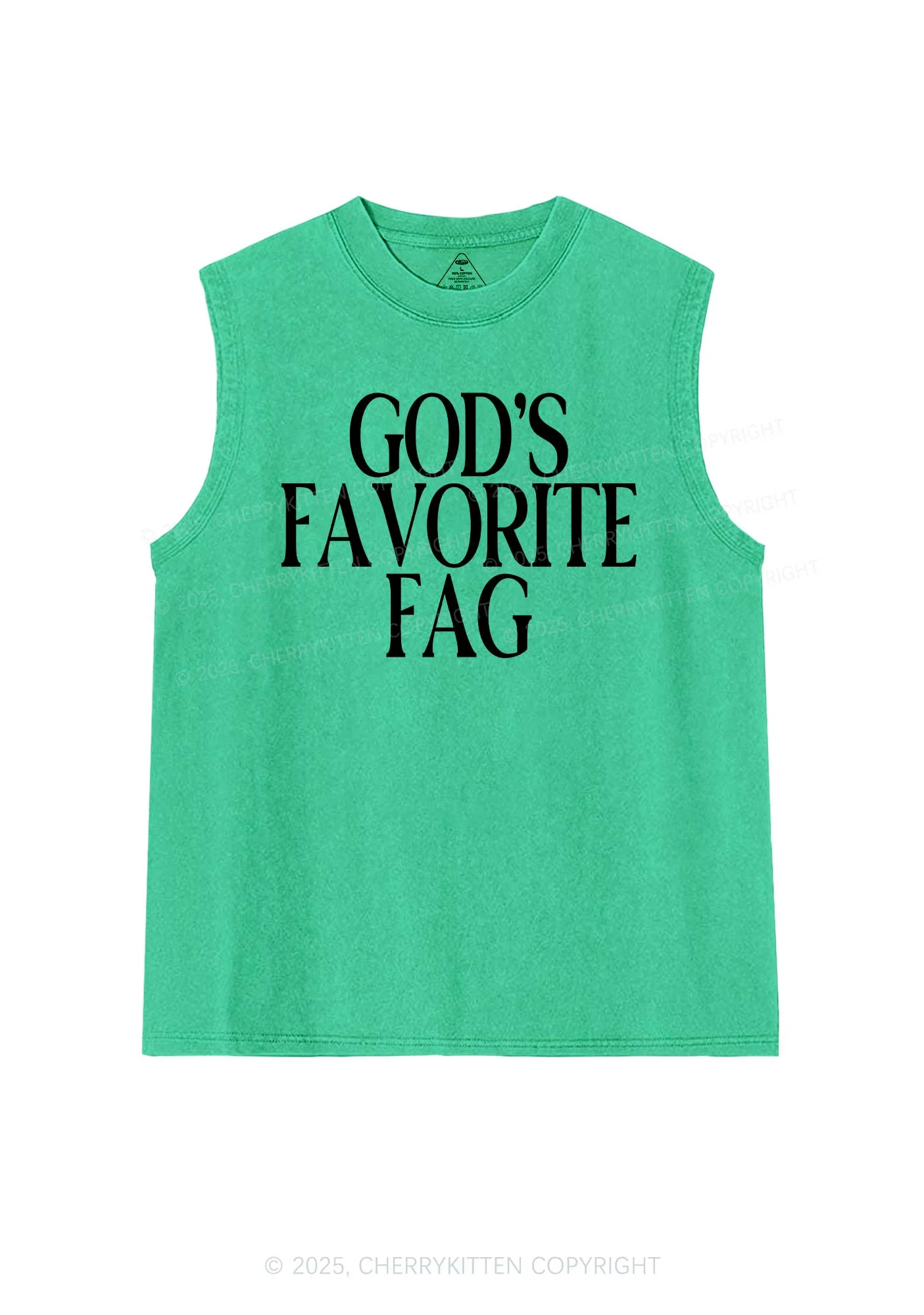 Gods Favorite Fag Pride Y2K Washed Muscle Tank Cherrykitten - Image 7
