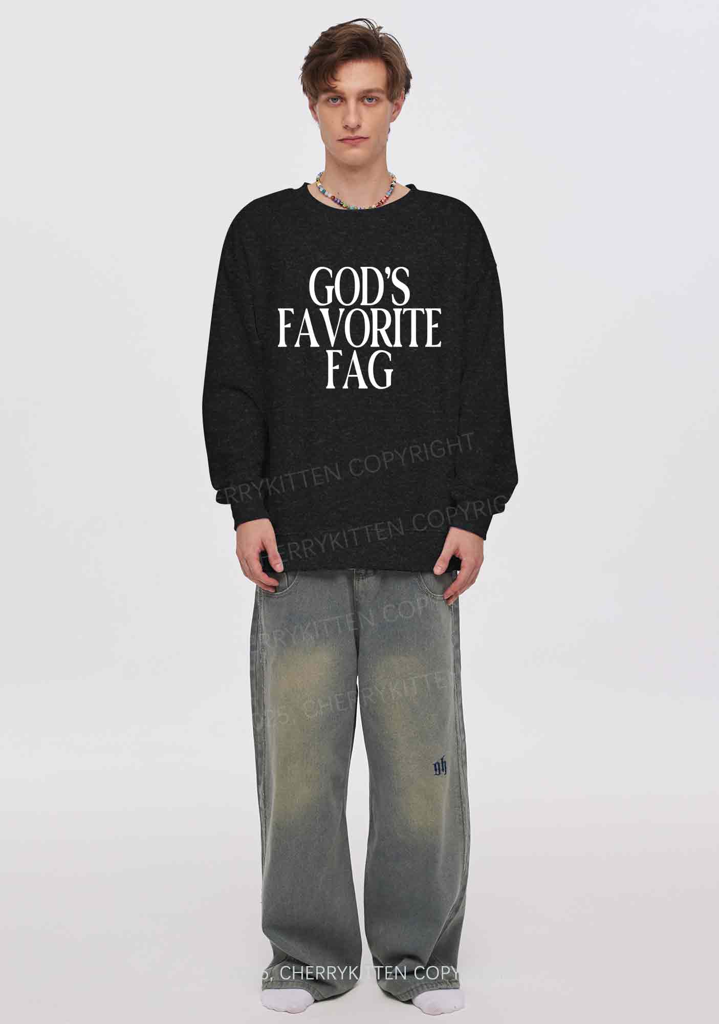Gods Favorite Fag Pride Y2K Washed Sweatshirts Cherrykitten - Image 2