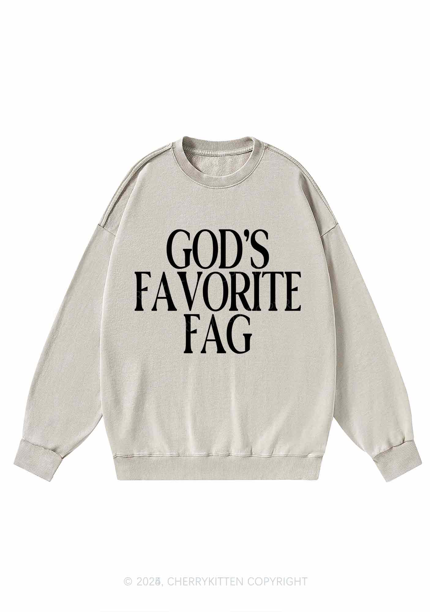 Gods Favorite Fag Pride Y2K Washed Sweatshirts Cherrykitten - Image 4