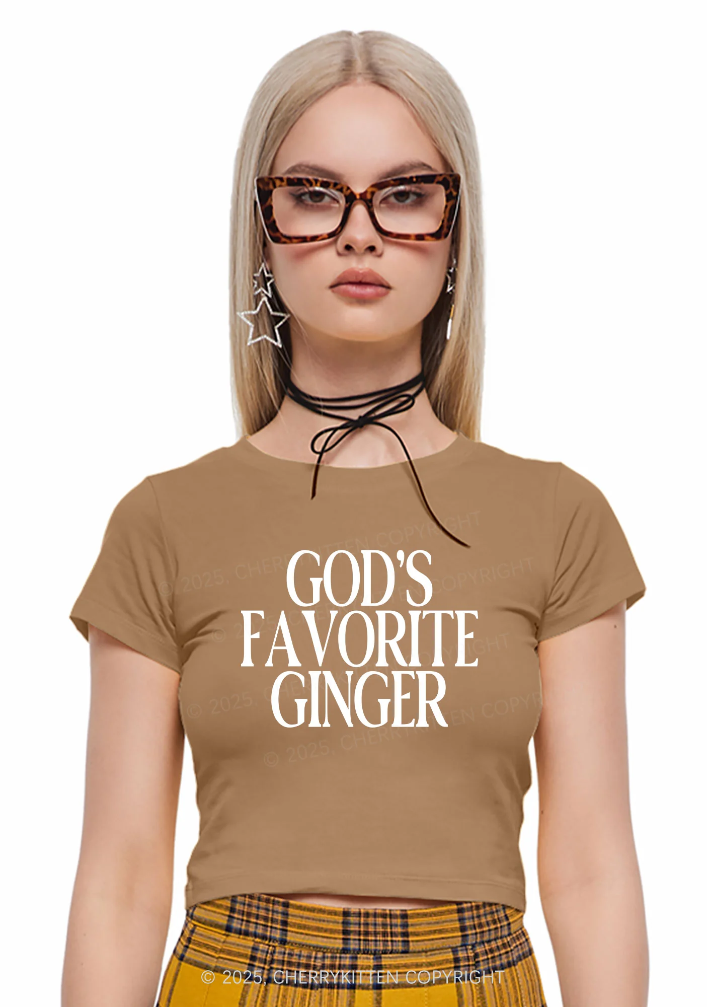 Gods Favorite Ginger Y2K Baby Tee Cherrykitten - Image 2