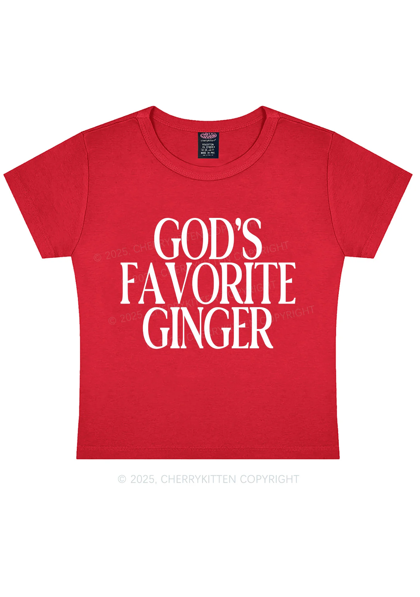 Gods Favorite Ginger Y2K Baby Tee Cherrykitten - Image 6