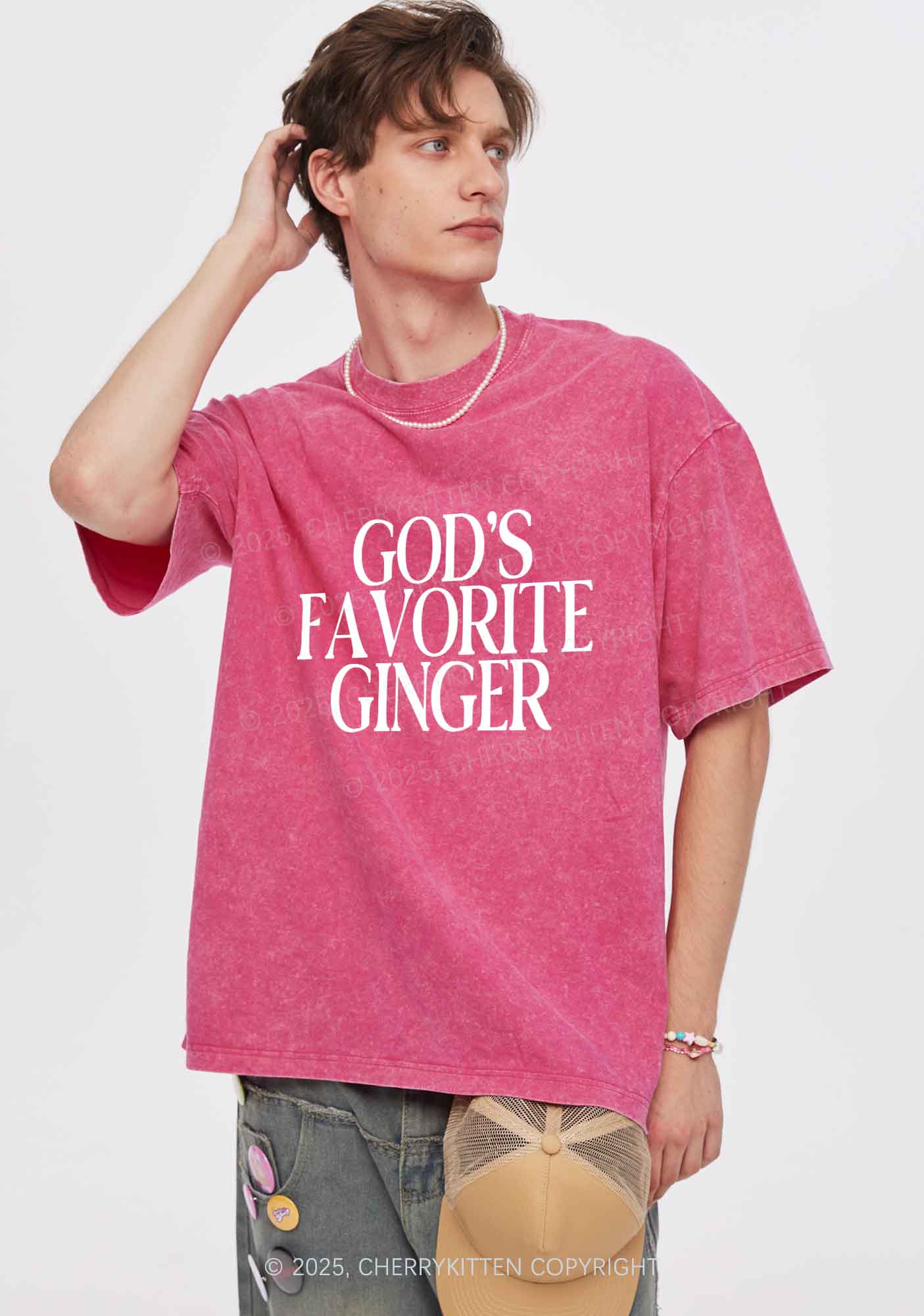 Gods Favorite Ginger Y2K Shirts Washed Tee Cherrykitten - Image 2