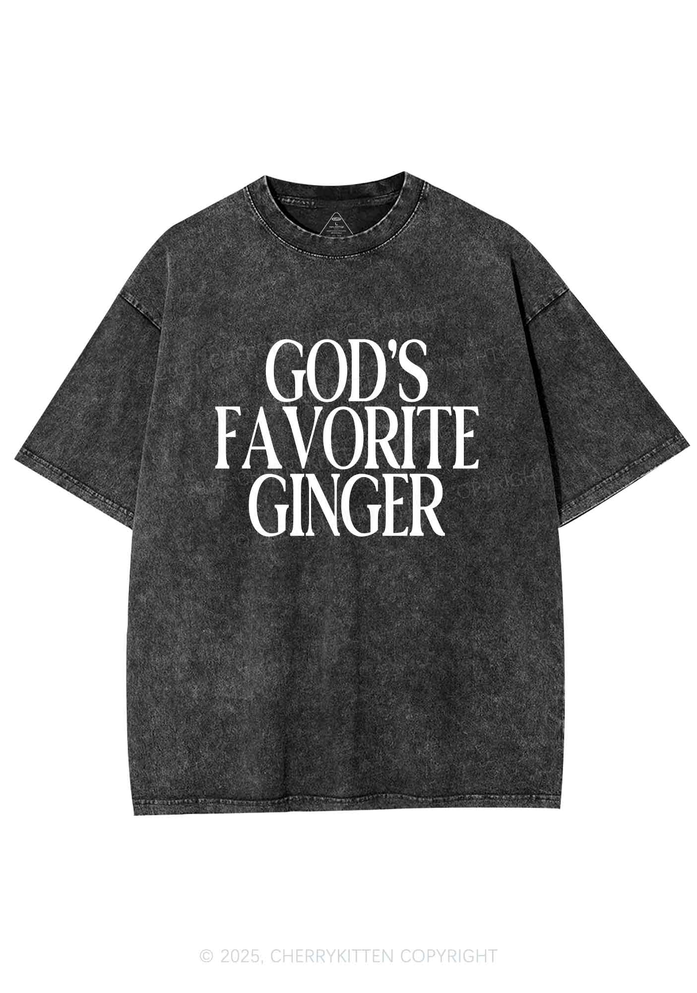 Gods Favorite Ginger Y2K Shirts Washed Tee Cherrykitten - Image 3