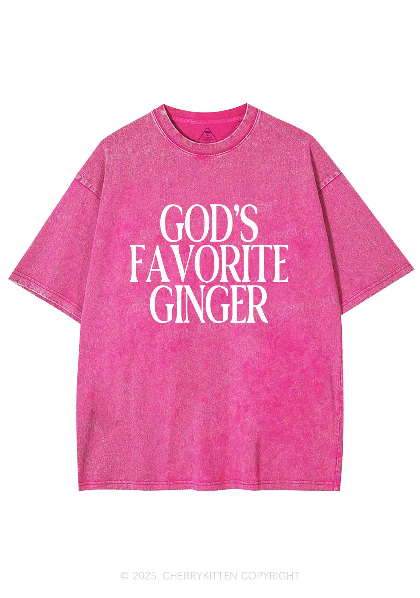 Gods Favorite Ginger Y2K Shirts Washed Tee Cherrykitten - Image 4