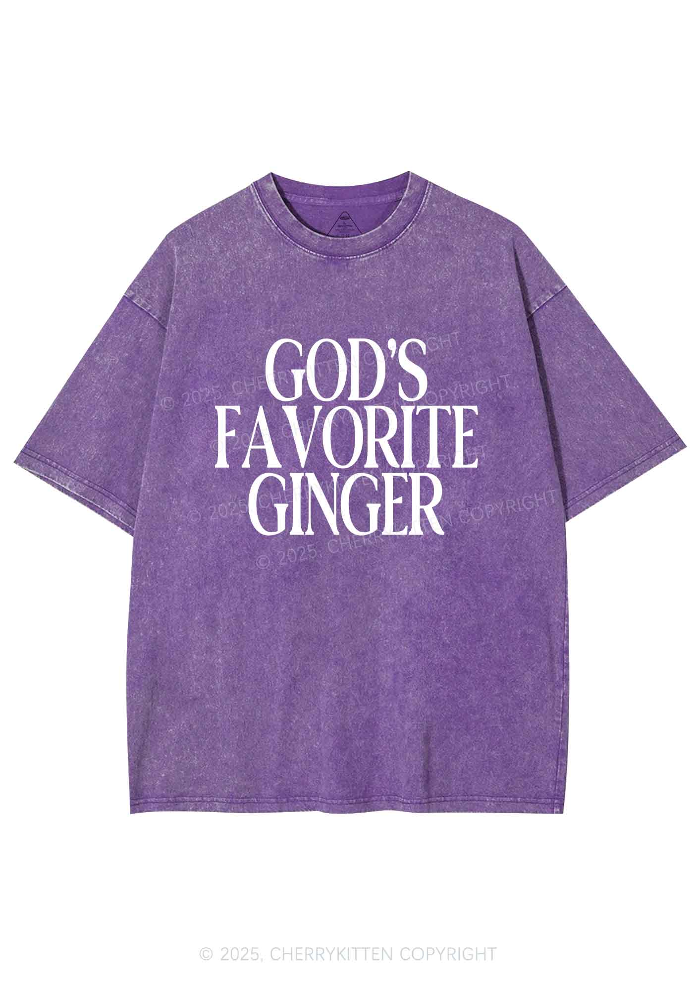 Gods Favorite Ginger Y2K Shirts Washed Tee Cherrykitten - Image 5