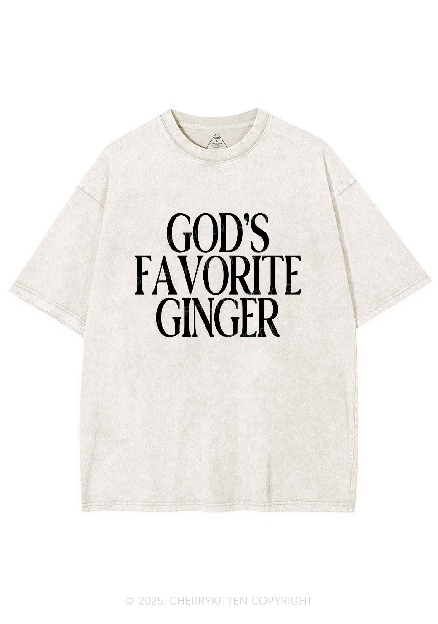 Gods Favorite Ginger Y2K Shirts Washed Tee Cherrykitten - Image 6
