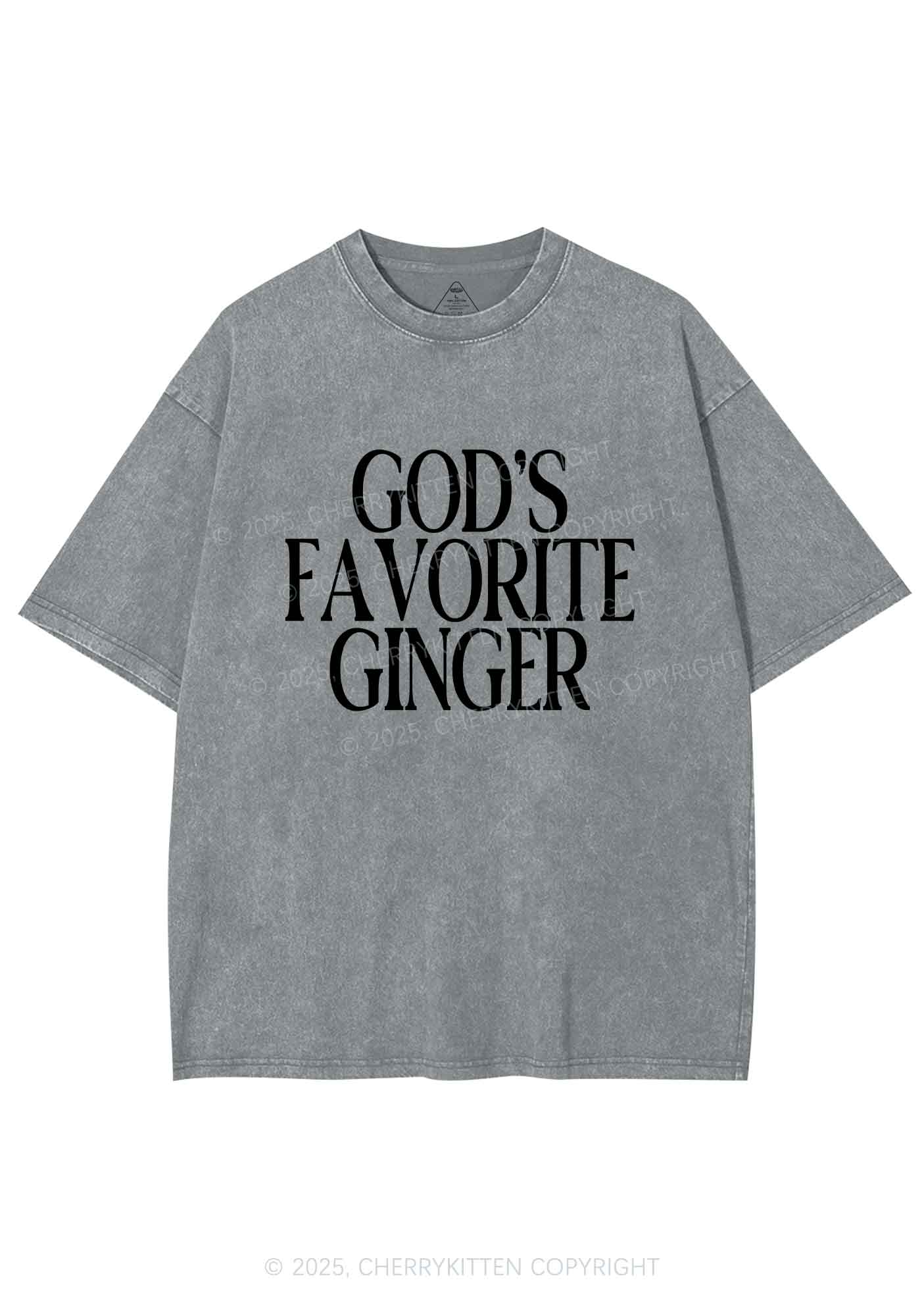 Gods Favorite Ginger Y2K Shirts Washed Tee Cherrykitten - Image 8