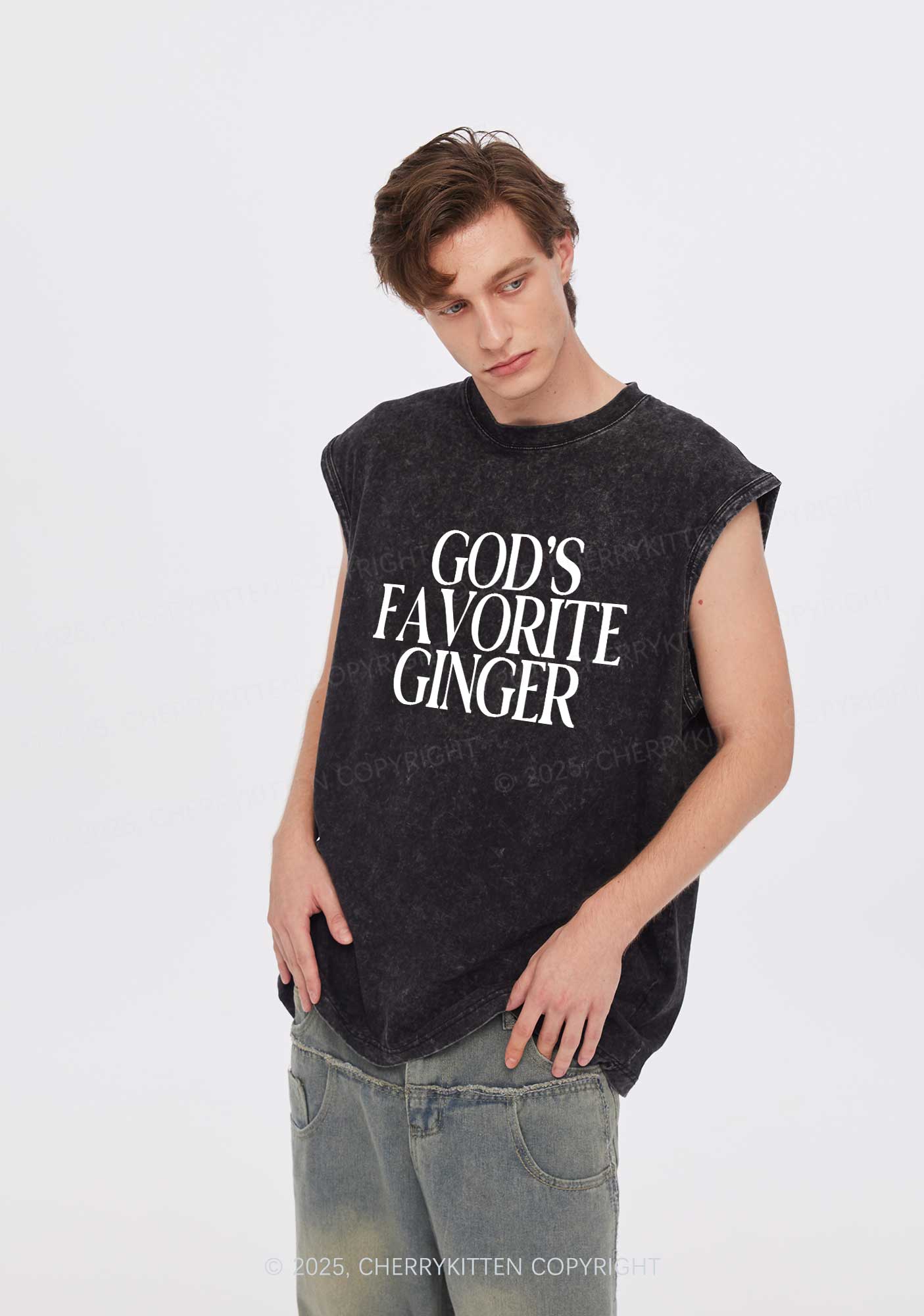 Gods Favorite Ginger Y2K Washed Muscle Tank Cherrykitten - Image 2