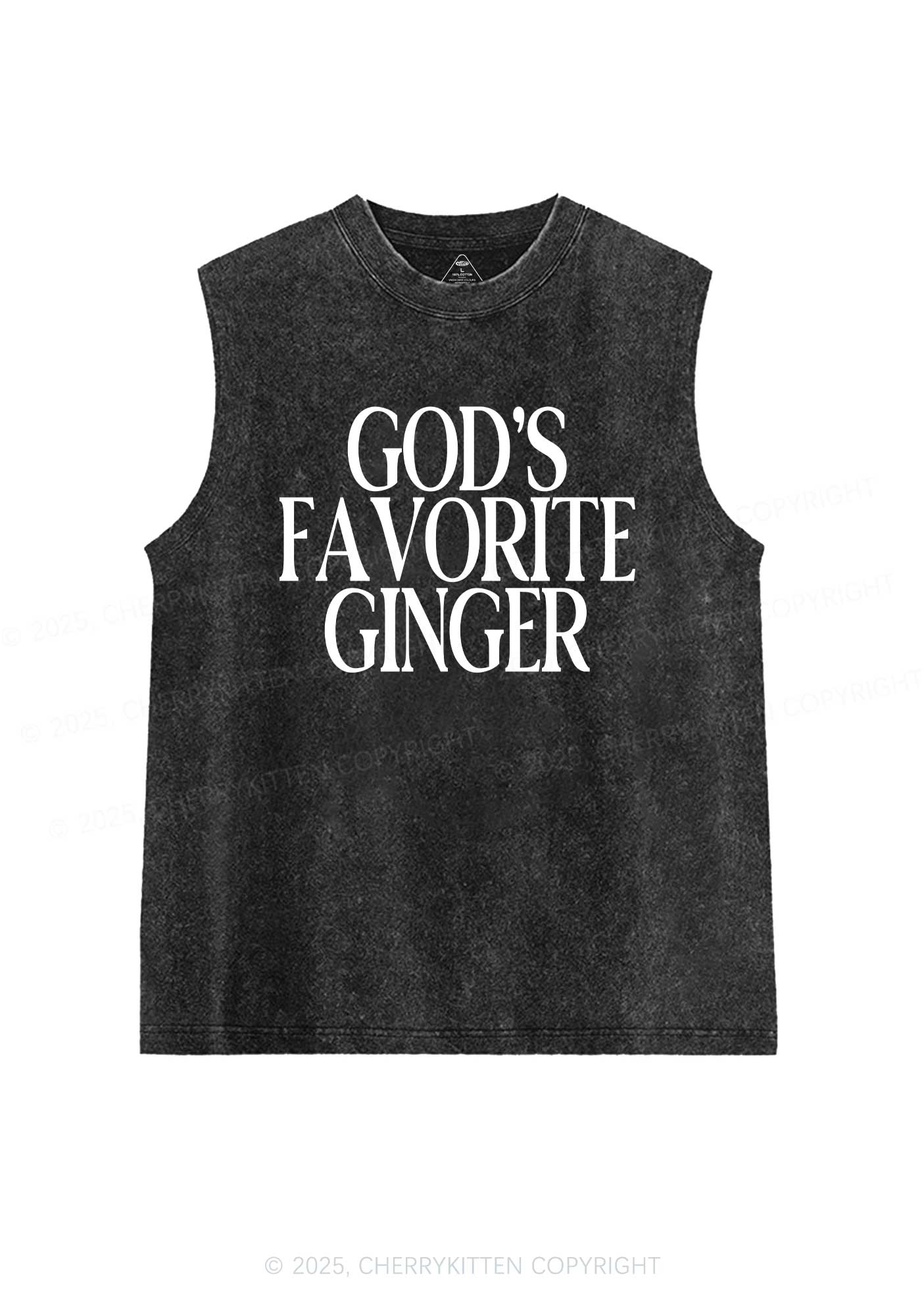 Gods Favorite Ginger Y2K Washed Muscle Tank Cherrykitten - Image 3