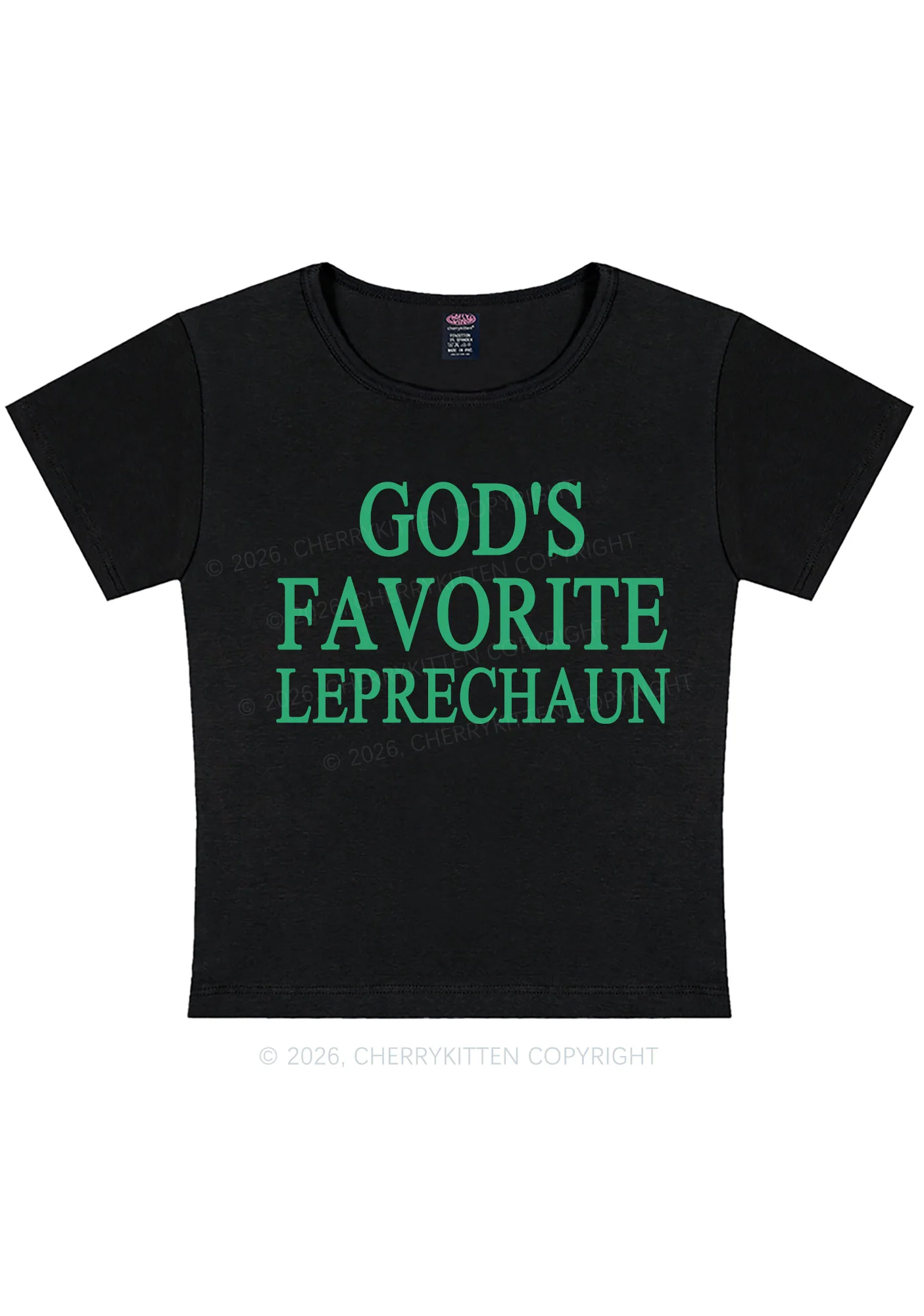 God's Favorite Leprechaun St Patricks Y2K Baby Tee Cherrykitten - Image 3