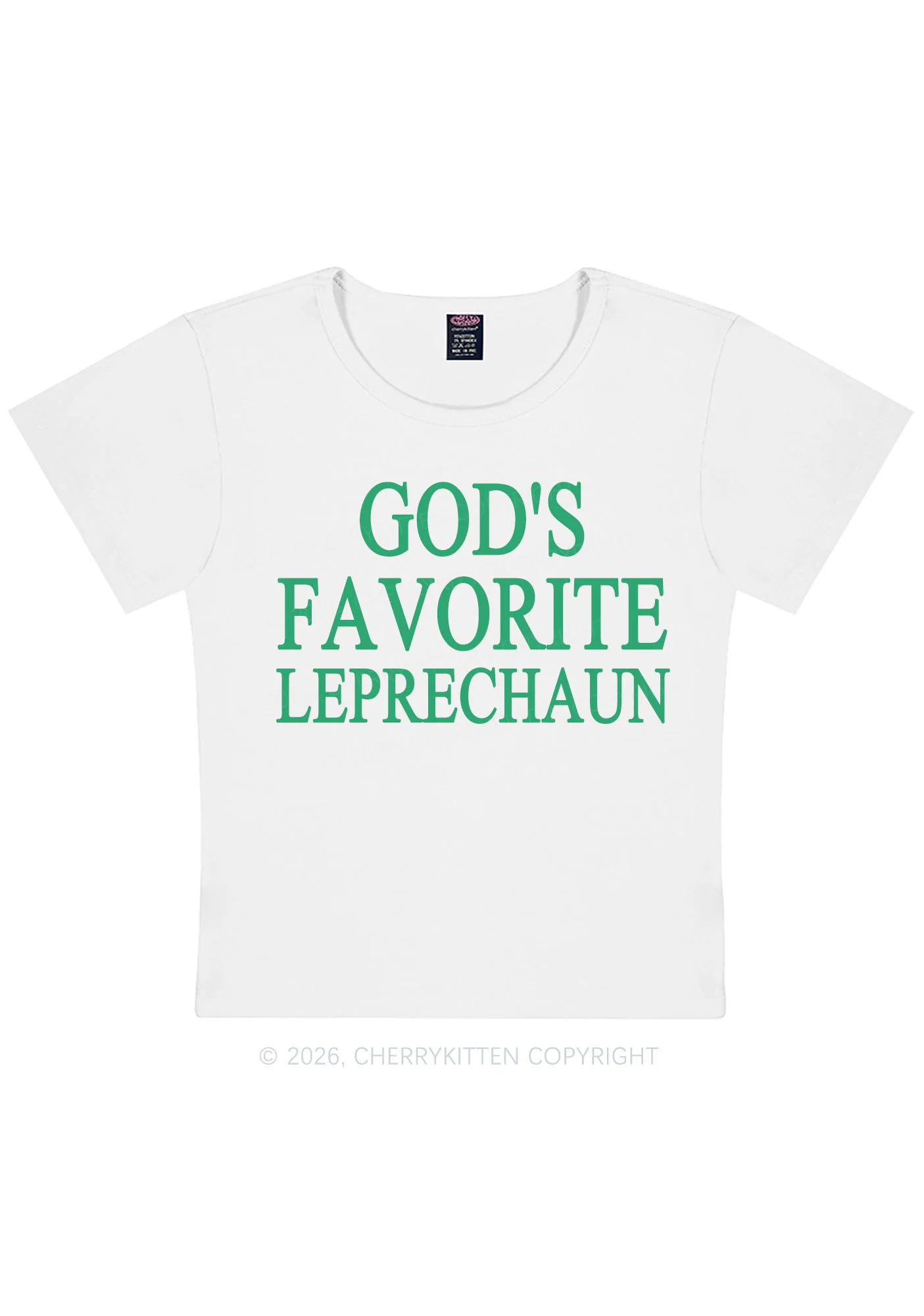 God's Favorite Leprechaun St Patricks Y2K Baby Tee Cherrykitten - Image 4