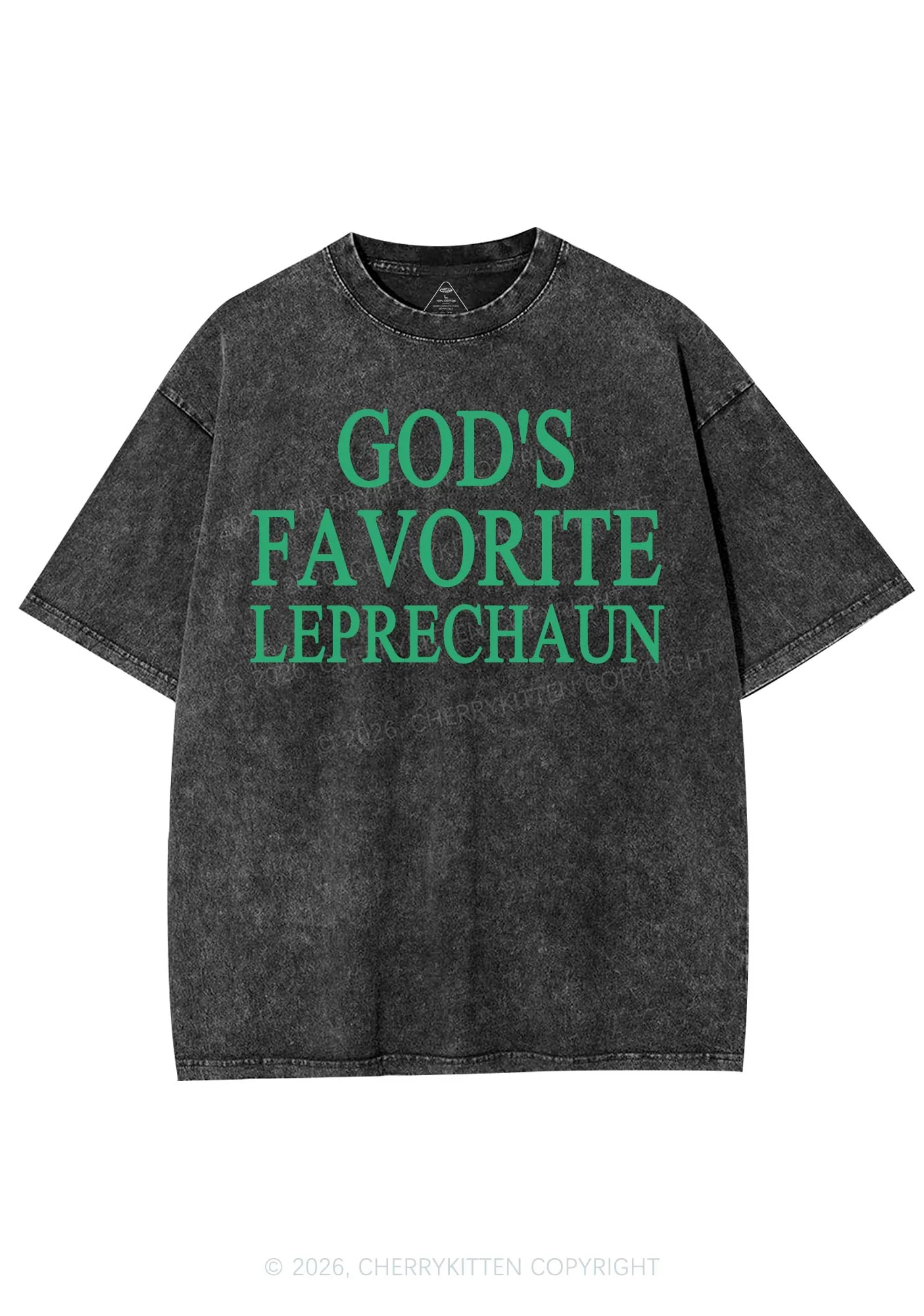 God's Favorite Leprechaun St Patricks Y2K Shirts Washed Tee Cherrykitten - Image 3