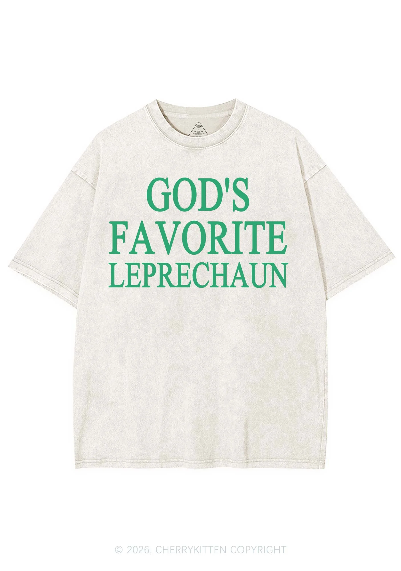 God's Favorite Leprechaun St Patricks Y2K Shirts Washed Tee Cherrykitten - Image 4