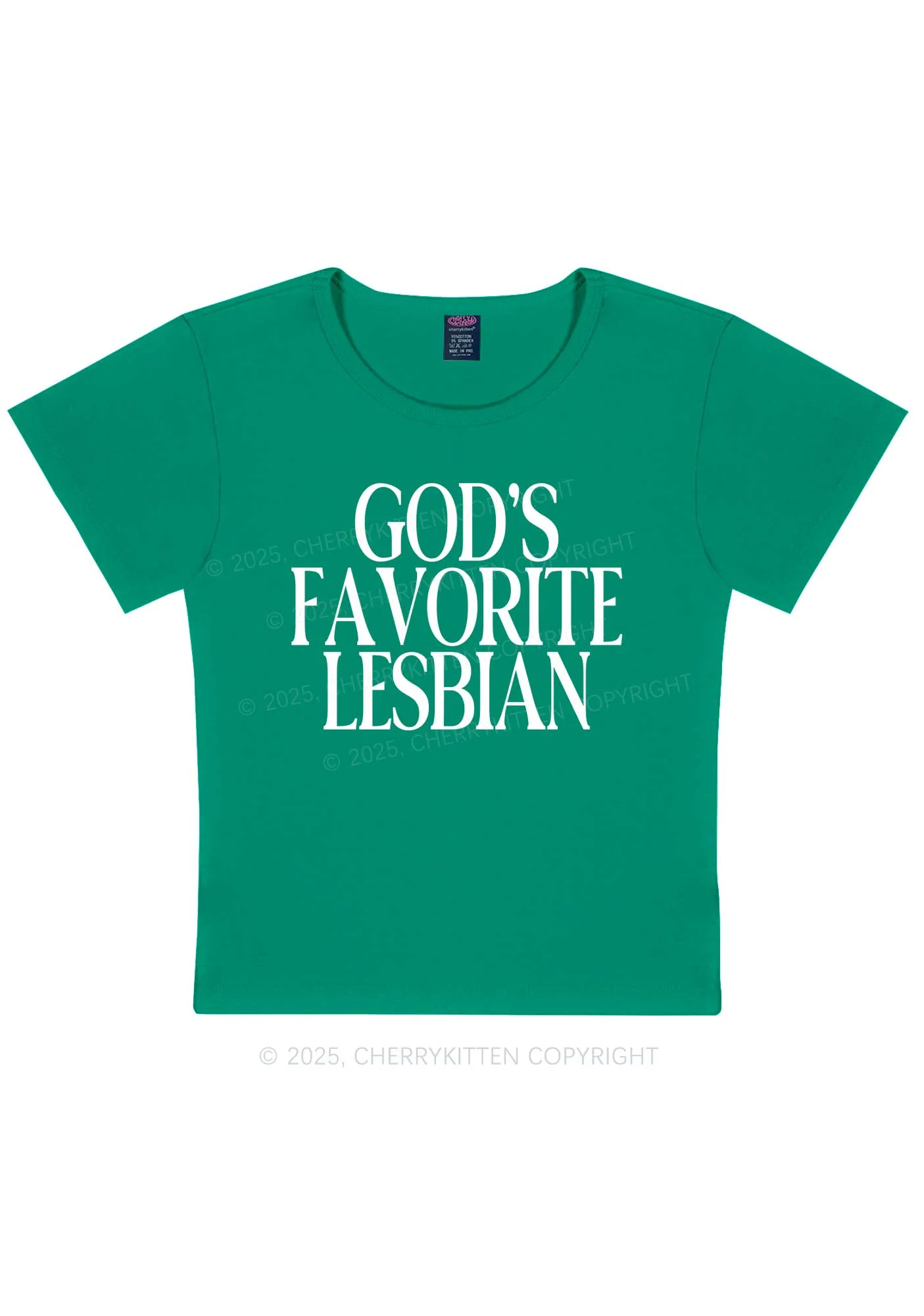 Gods Favorite Lesbian Pride Y2K Baby Tee Cherrykitten - Image 11
