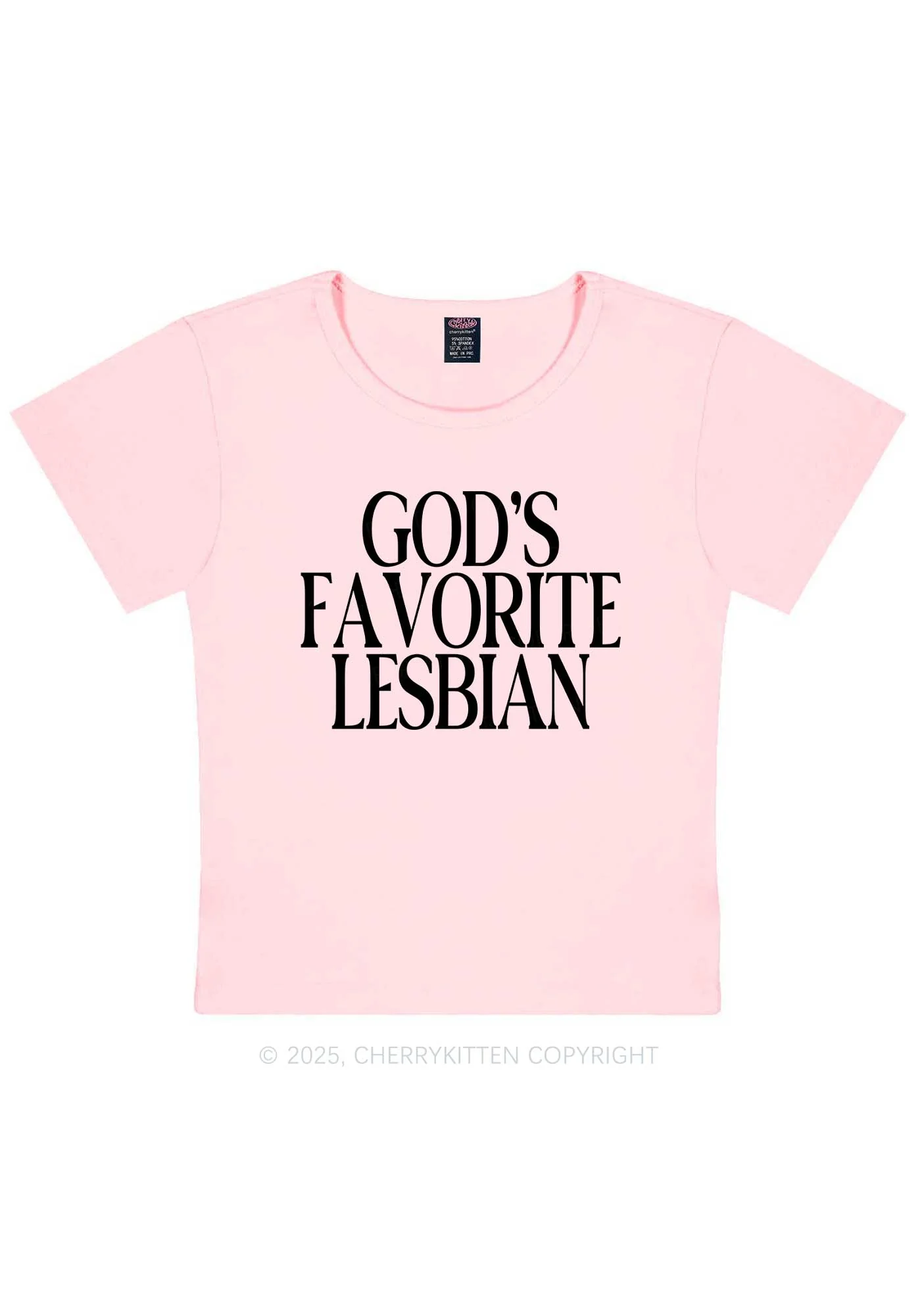 Gods Favorite Lesbian Pride Y2K Baby Tee Cherrykitten - Image 12