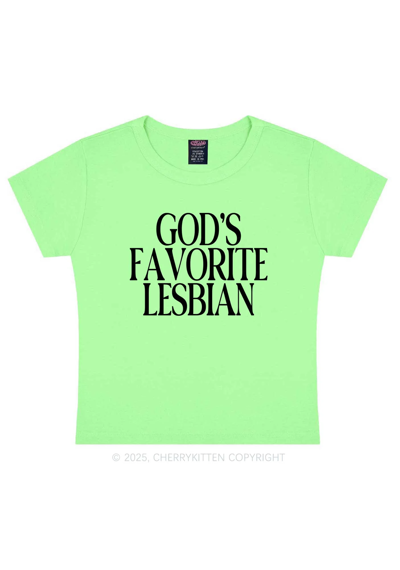 Gods Favorite Lesbian Pride Y2K Baby Tee Cherrykitten - Image 13