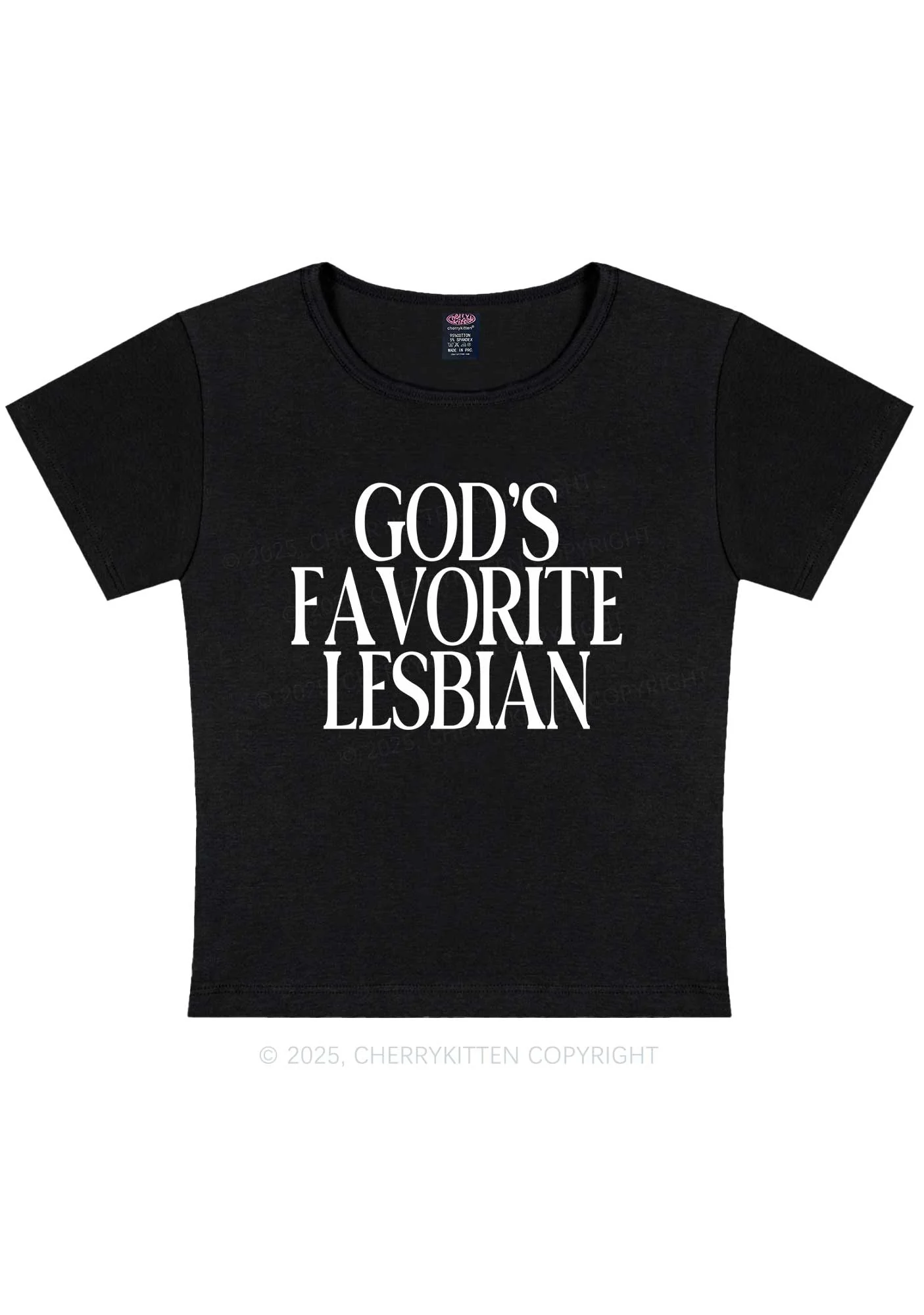 Gods Favorite Lesbian Pride Y2K Baby Tee Cherrykitten - Image 4