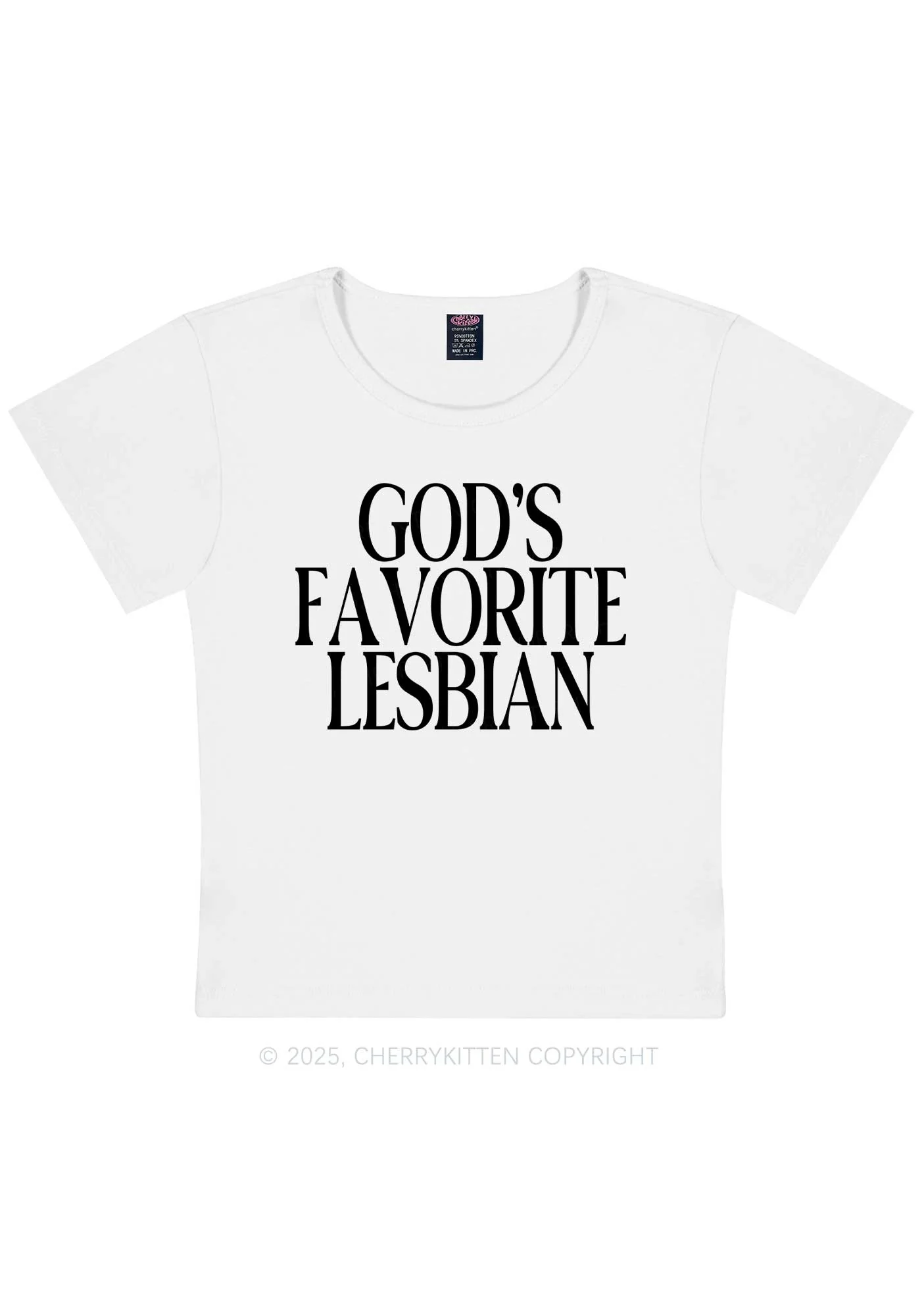 Gods Favorite Lesbian Pride Y2K Baby Tee Cherrykitten - Image 5