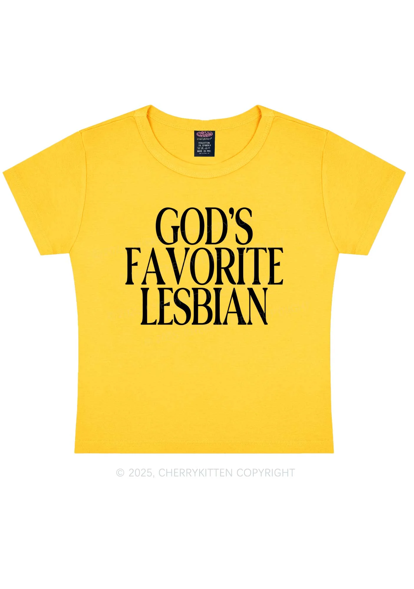 Gods Favorite Lesbian Pride Y2K Baby Tee Cherrykitten - Image 6