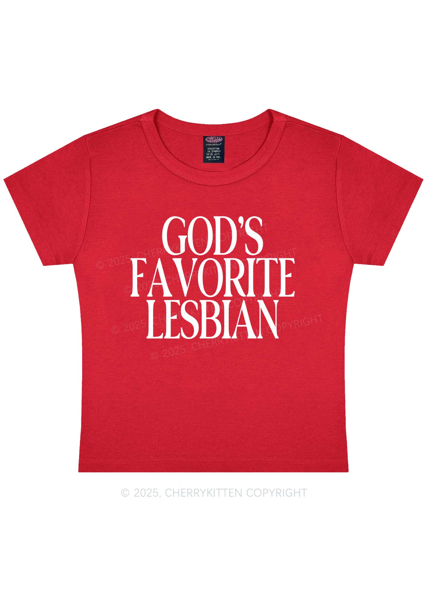Gods Favorite Lesbian Pride Y2K Baby Tee Cherrykitten - Image 7
