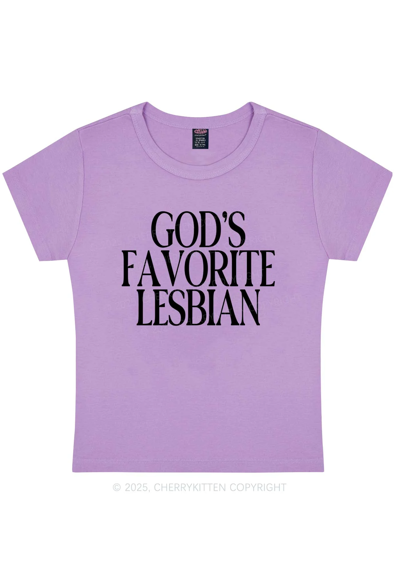 Gods Favorite Lesbian Pride Y2K Baby Tee Cherrykitten - Image 8