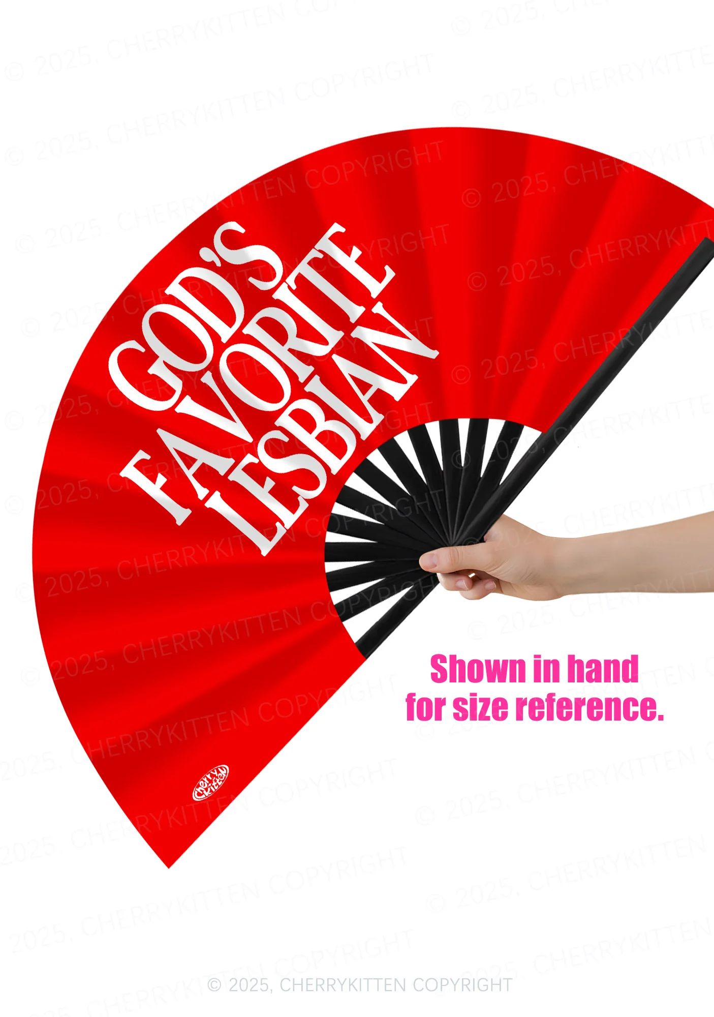 Gods Favorite Lesbian Pride Y2K Rave Hand Fan Cherrykitten - Image 2