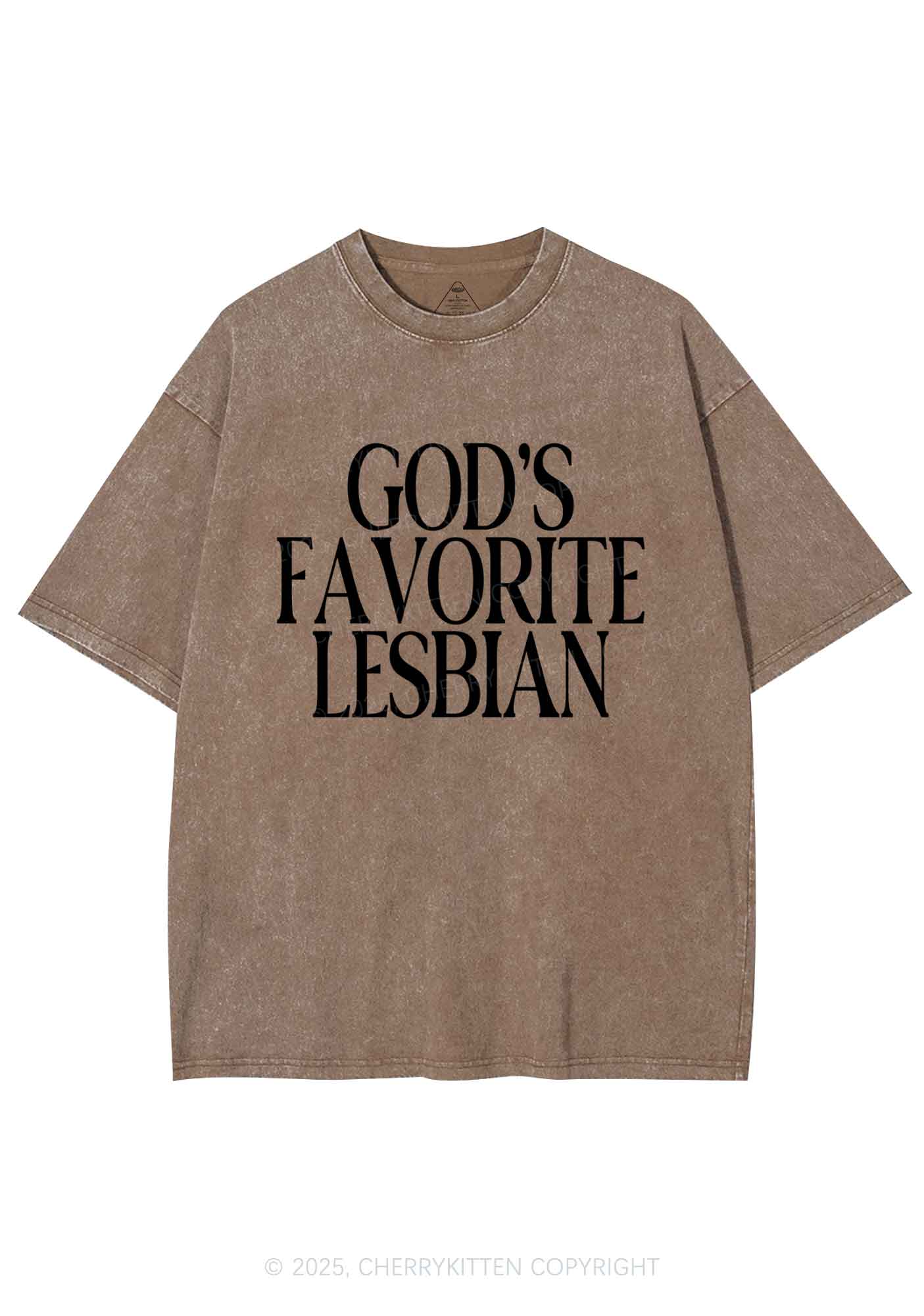 Gods Favorite Lesbian Pride Y2K Shirts Washed Tee Cherrykitten - Image 7