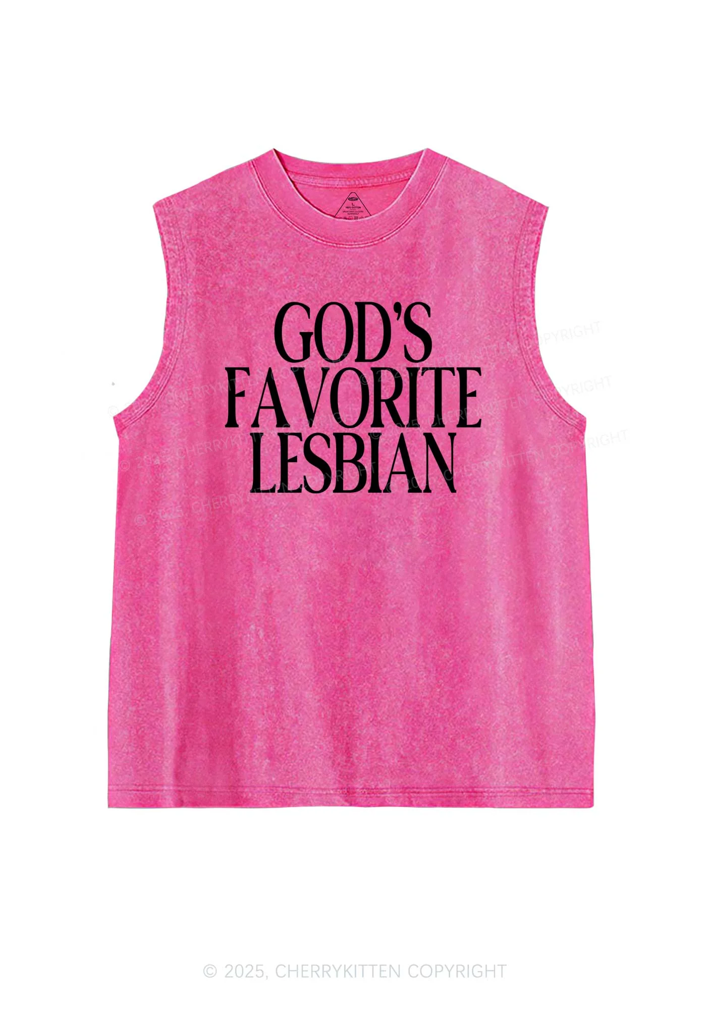 Gods Favorite Lesbian Pride Y2K Washed Muscle Tank Cherrykitten - Image 3