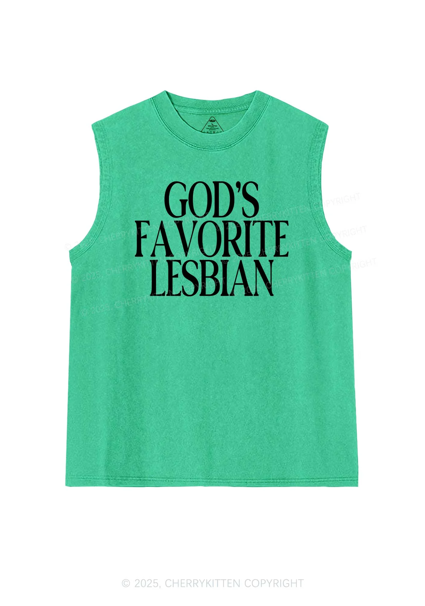 Gods Favorite Lesbian Pride Y2K Washed Muscle Tank Cherrykitten - Image 5