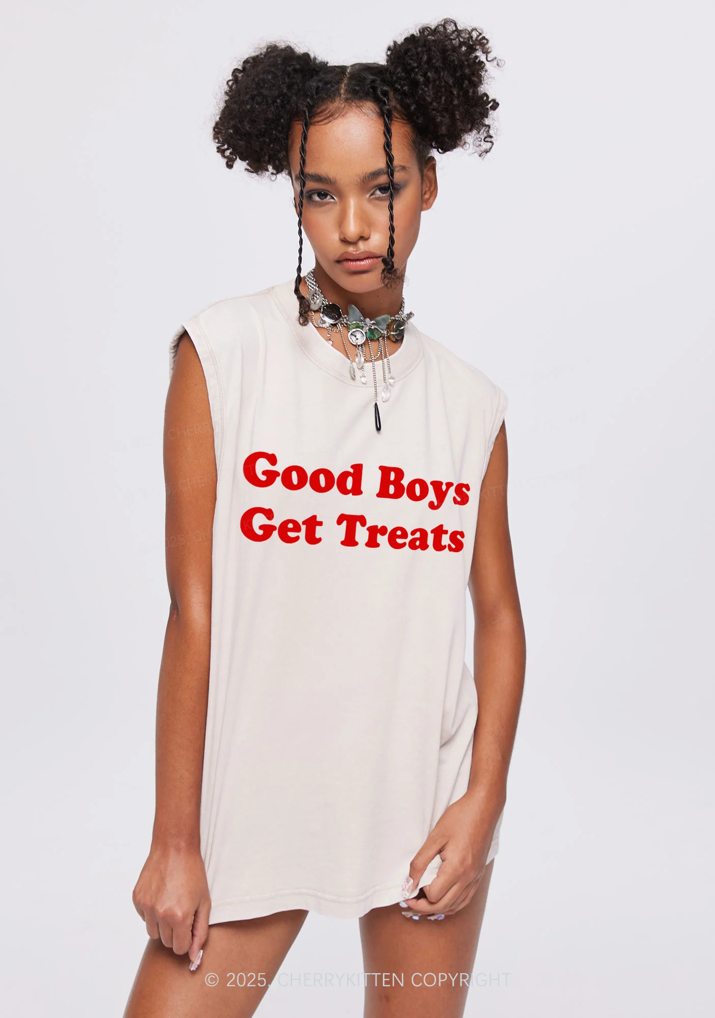 Good Boys Get Treats Y2K Washed Muscle Tank Cherrykitten - Image 2