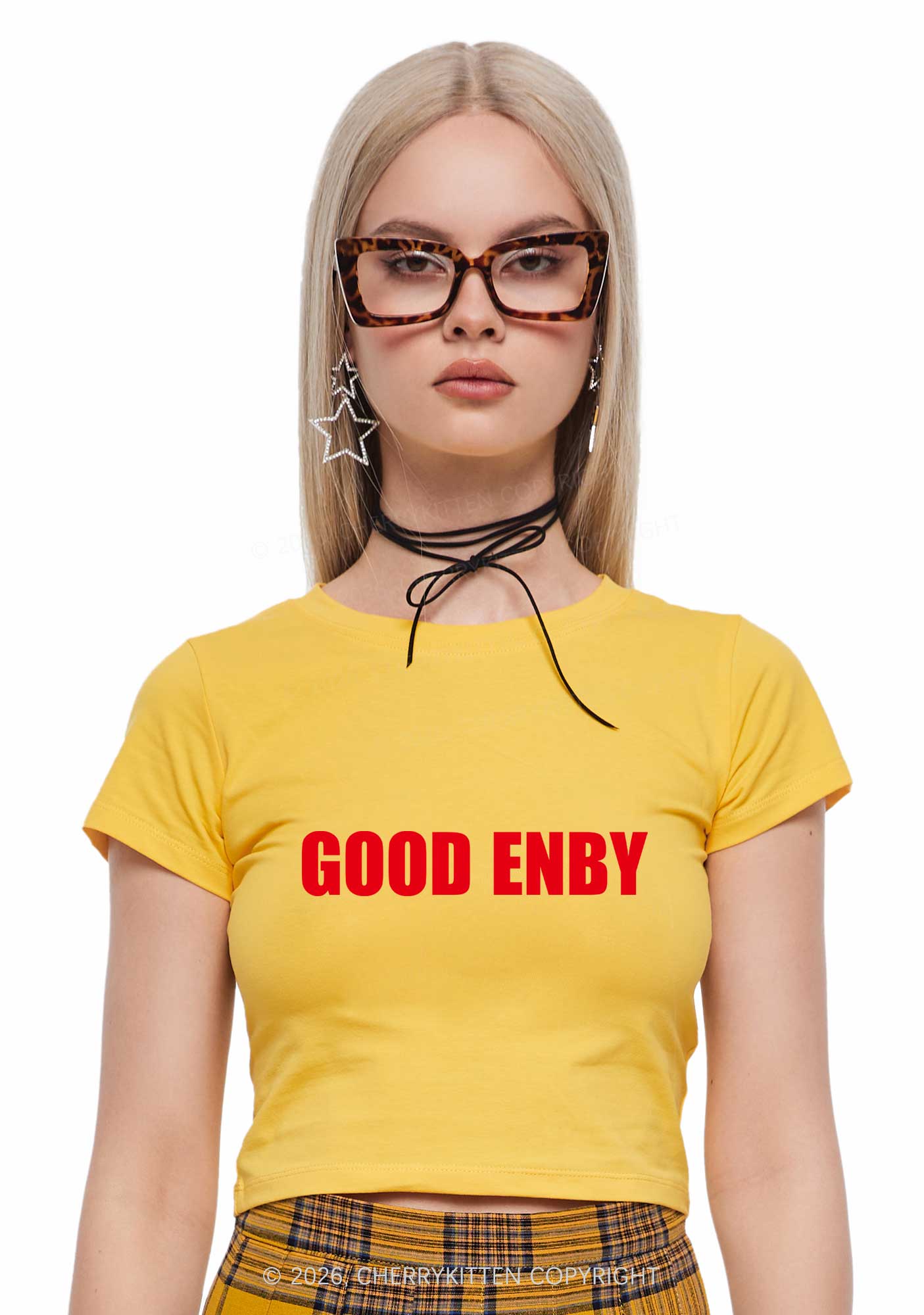 Good Enby Pride Y2K Baby Tee Cherrykitten - Image 2