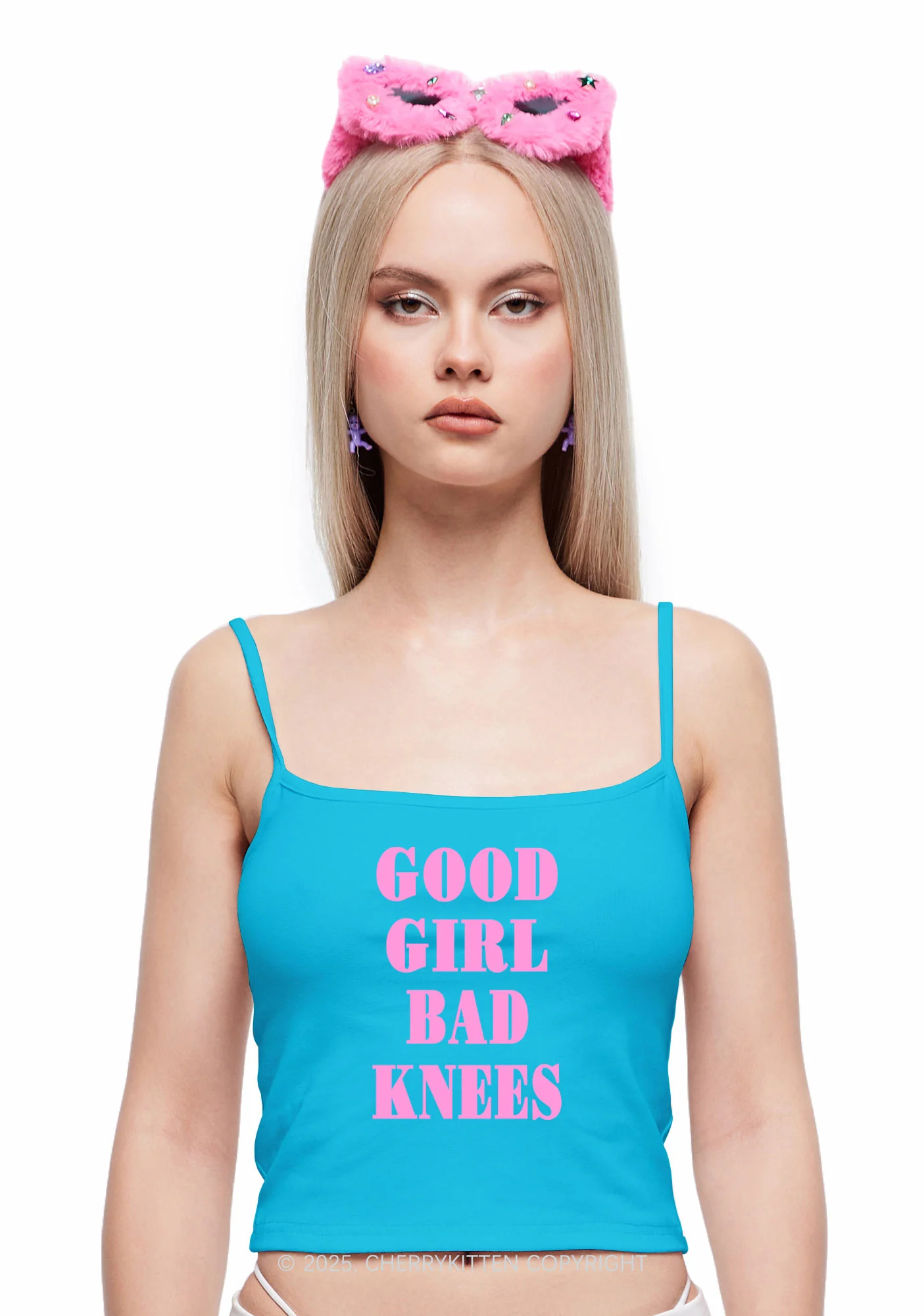 Good Girl Bad Knees Y2K Spaghetti Strap Cami Cherrykitten - Image 2