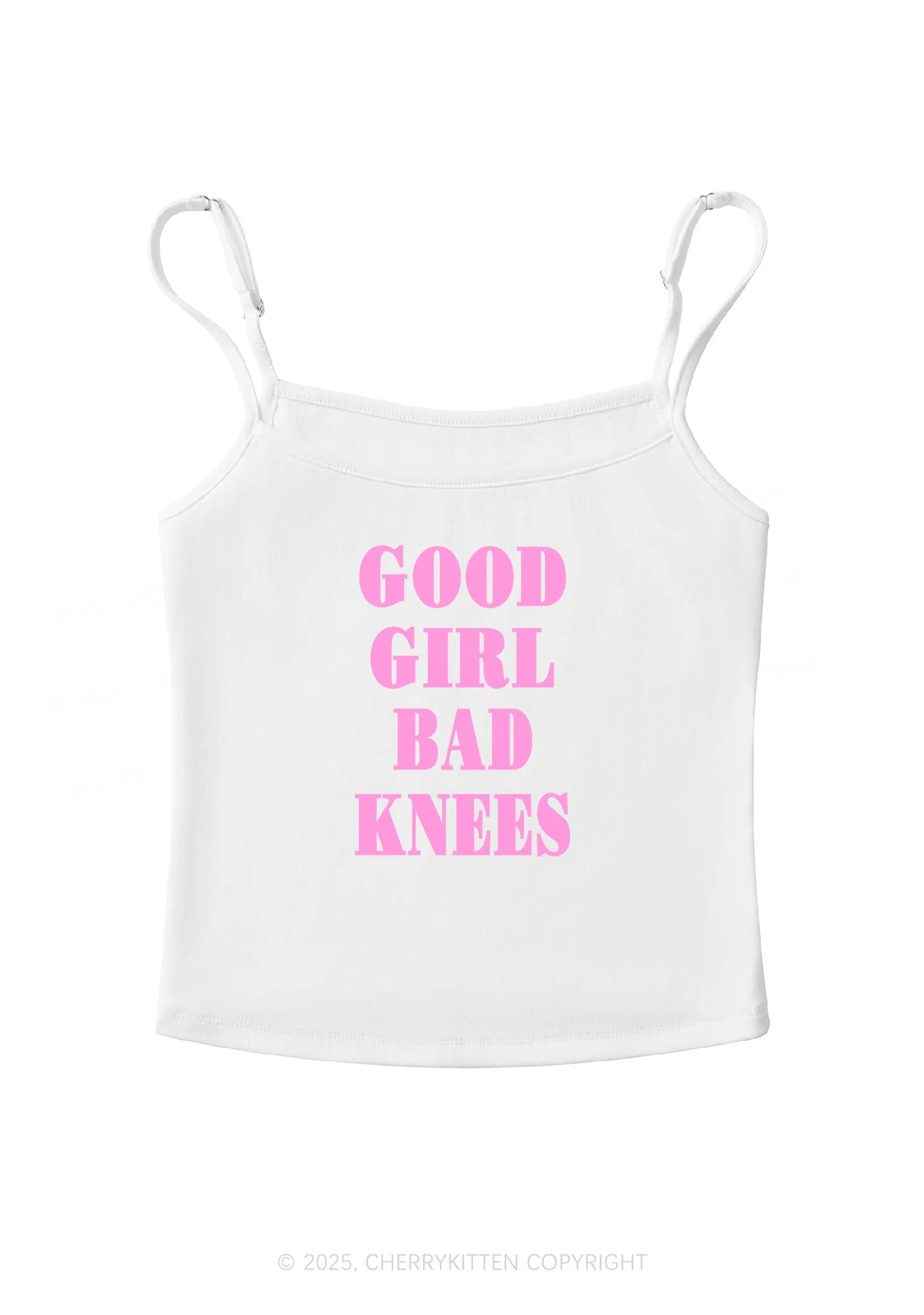 Good Girl Bad Knees Y2K Spaghetti Strap Cami Cherrykitten - Image 3