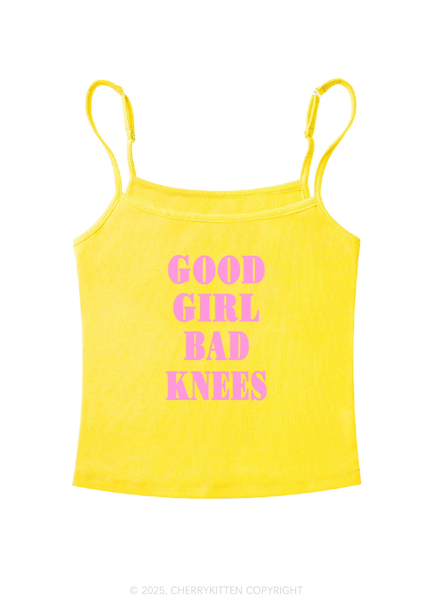Good Girl Bad Knees Y2K Spaghetti Strap Cami Cherrykitten - Image 4