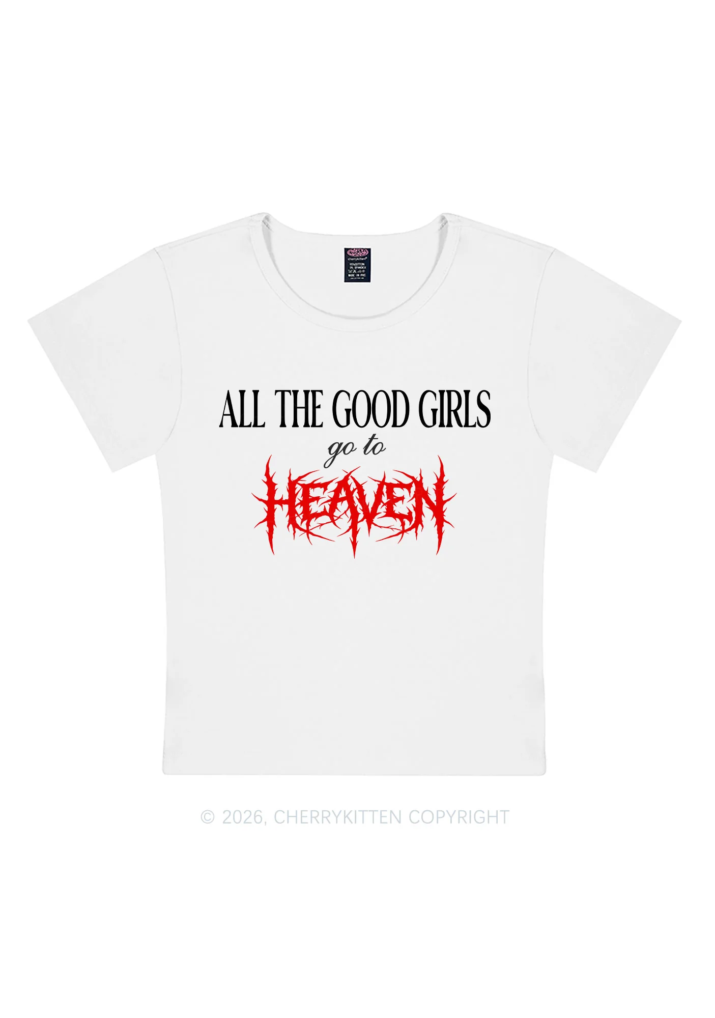 Good Girls Go To Heaven Y2K Baby Tee Cherrykitten - Image 4